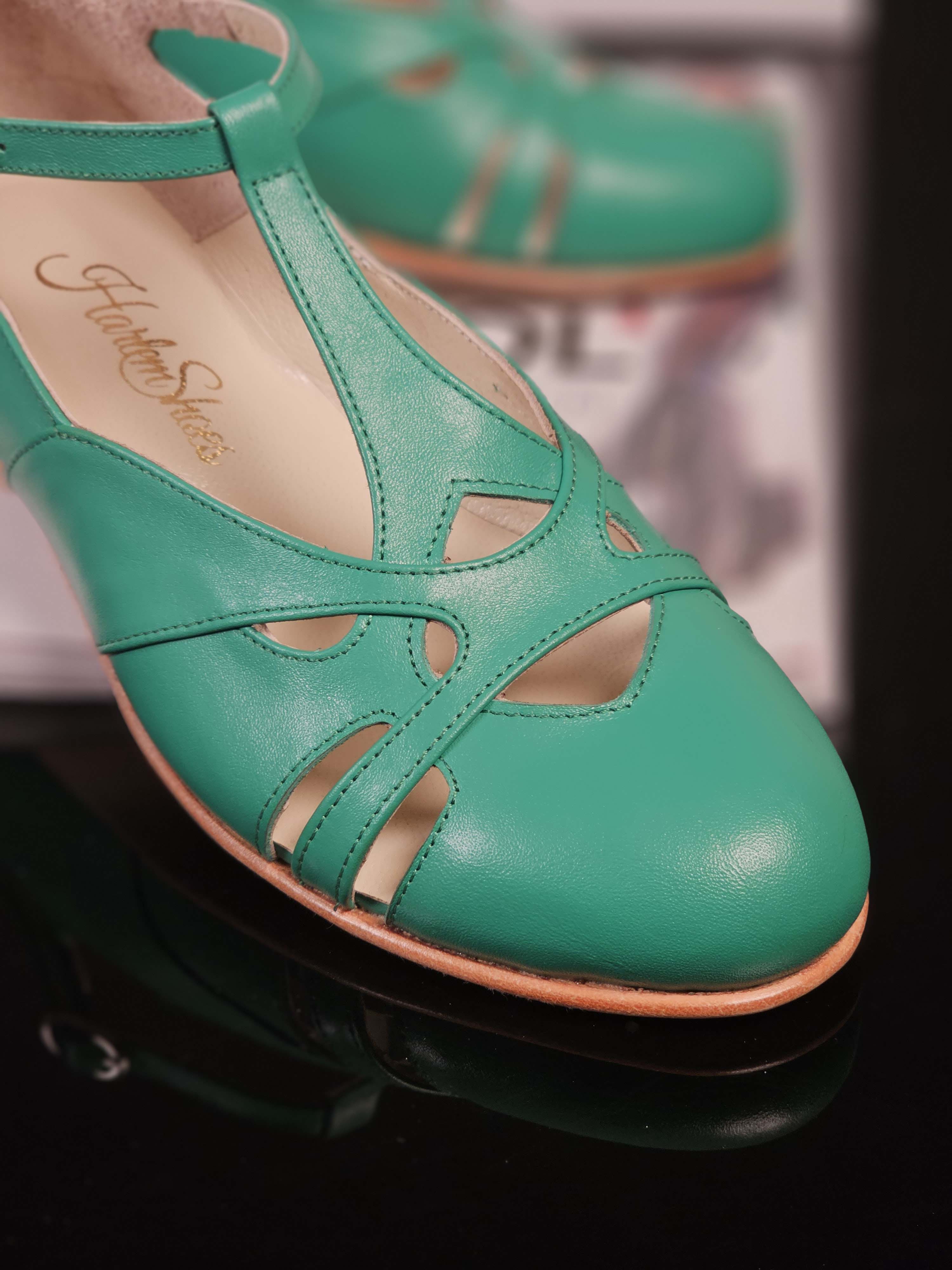 Spring Apple Green Leather 4 cm heel