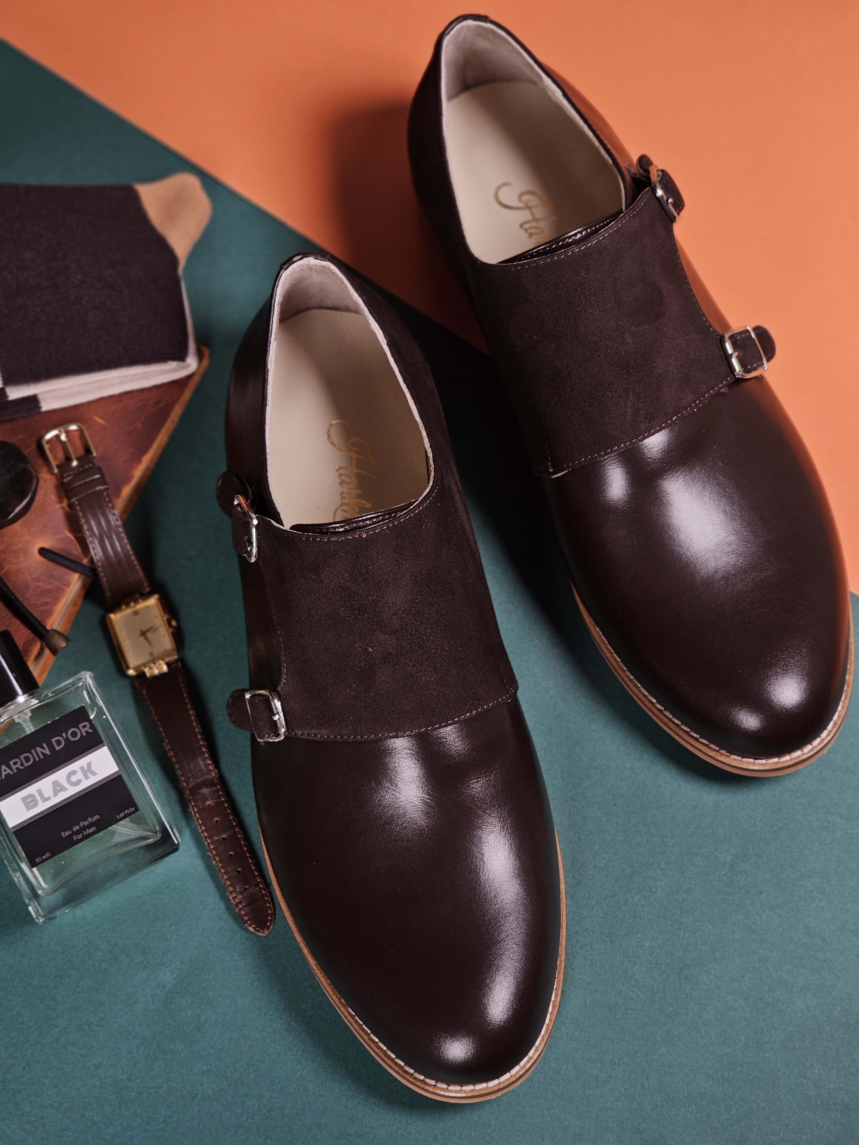 Monk Dark Chocolate Leather & Suede