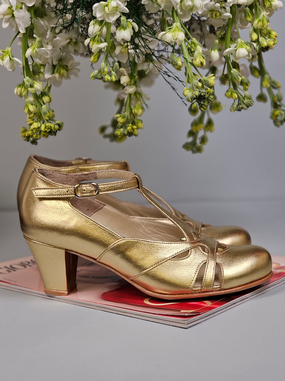 Spring Gold Leather 6 cm Balboa heel
