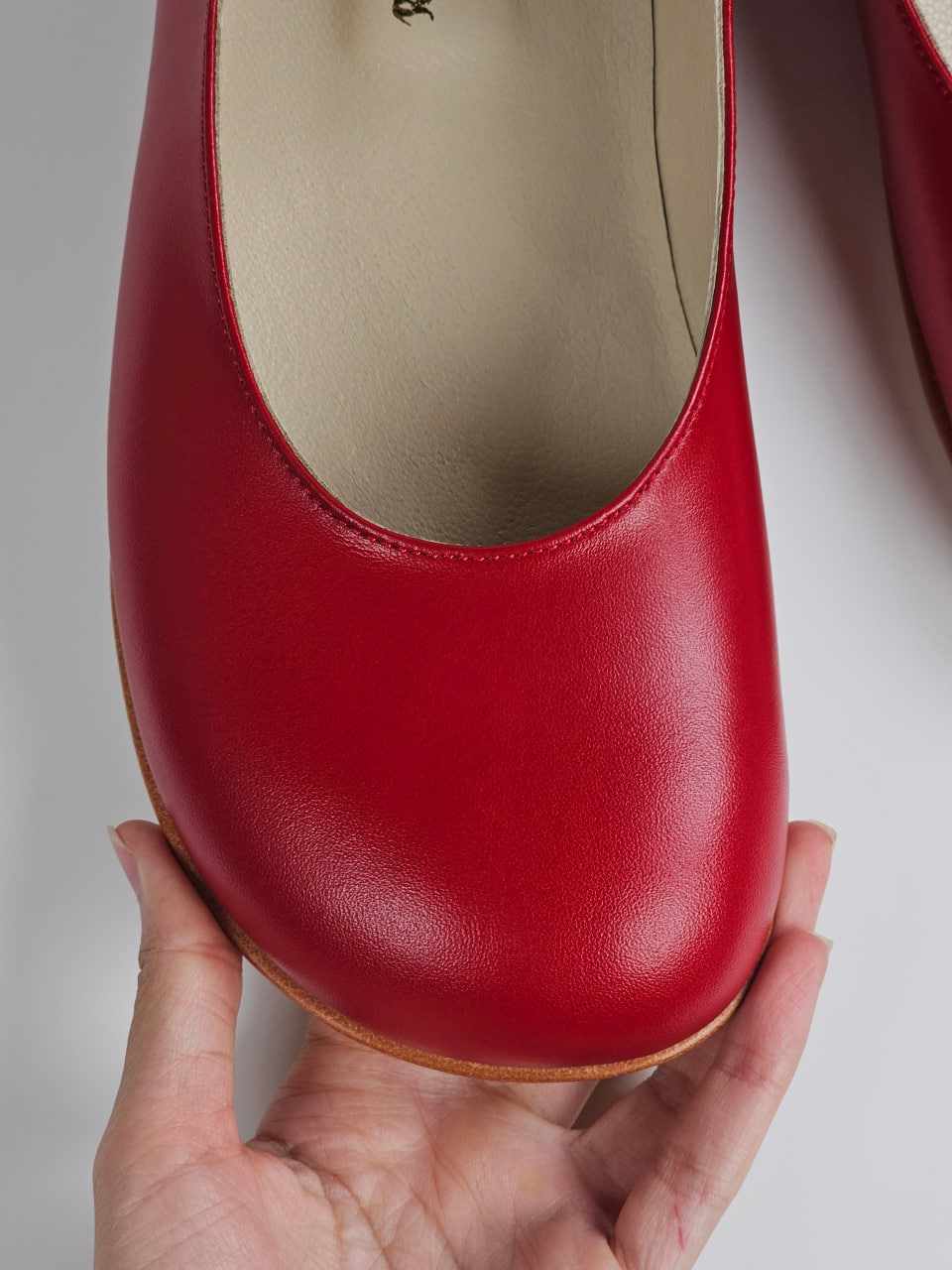 Barefoot Mary Jane Red Leather 2 cm heel