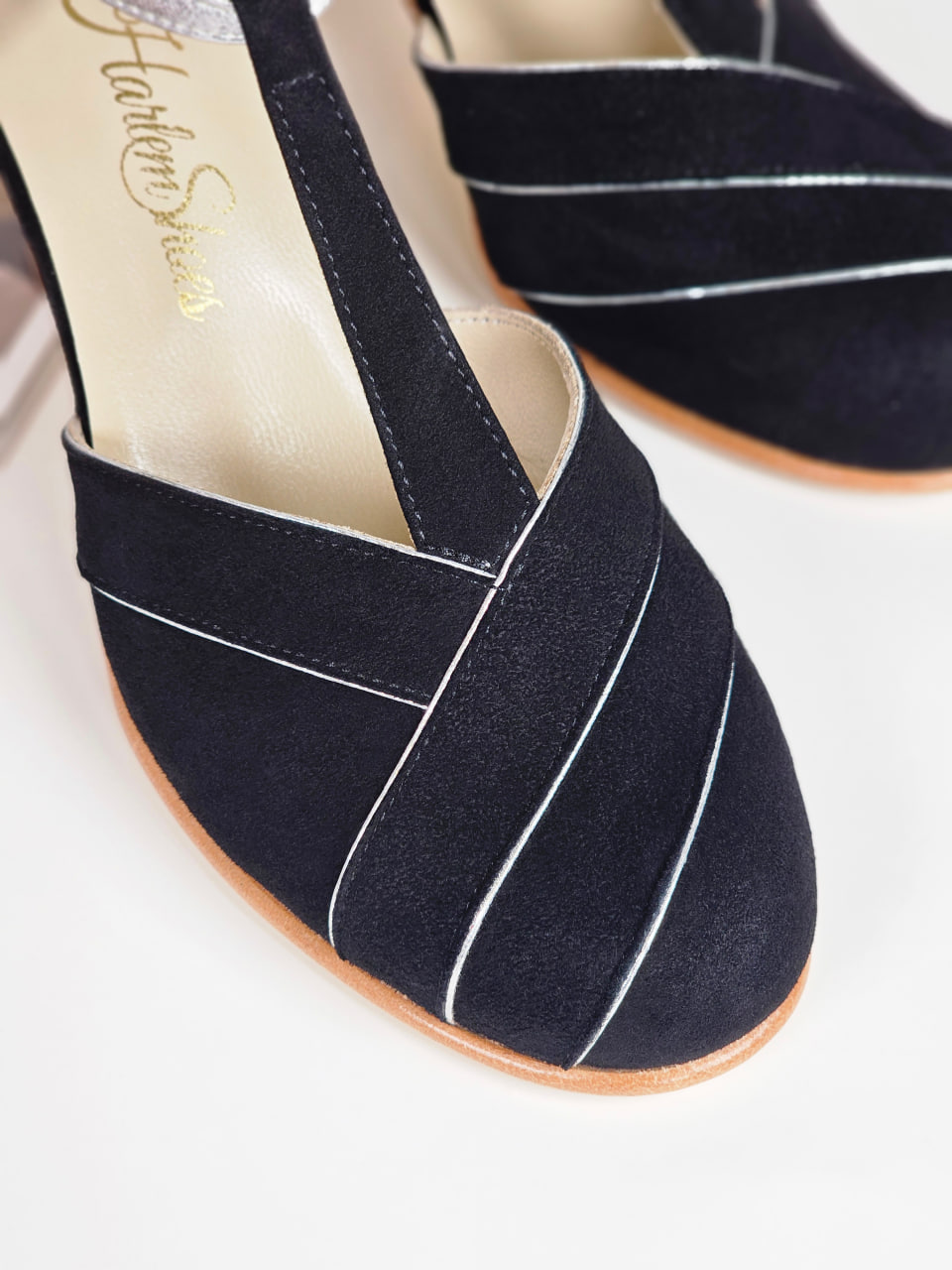 Sugar Black Suede & Silver Leather with Silver Lines 6 cm heel