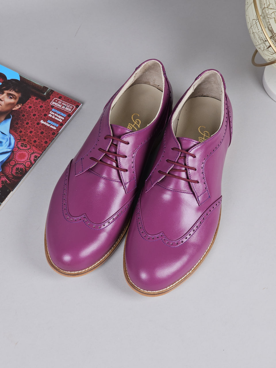 Men Oxfords Aubergine Leather 2 cm heel