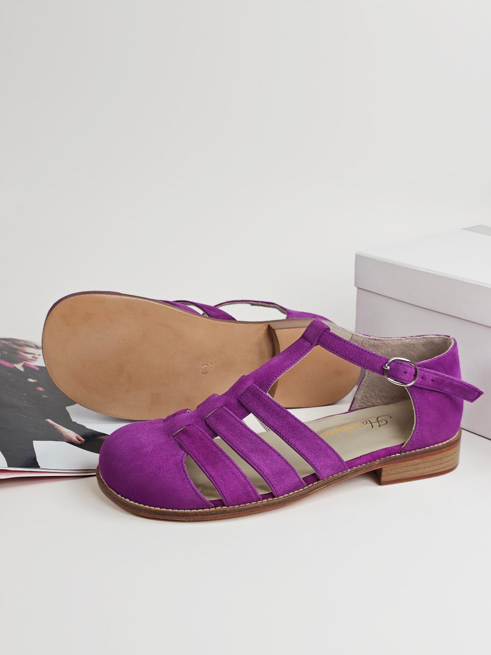 Barefoot Sandals Violet Suede 2 cm heel