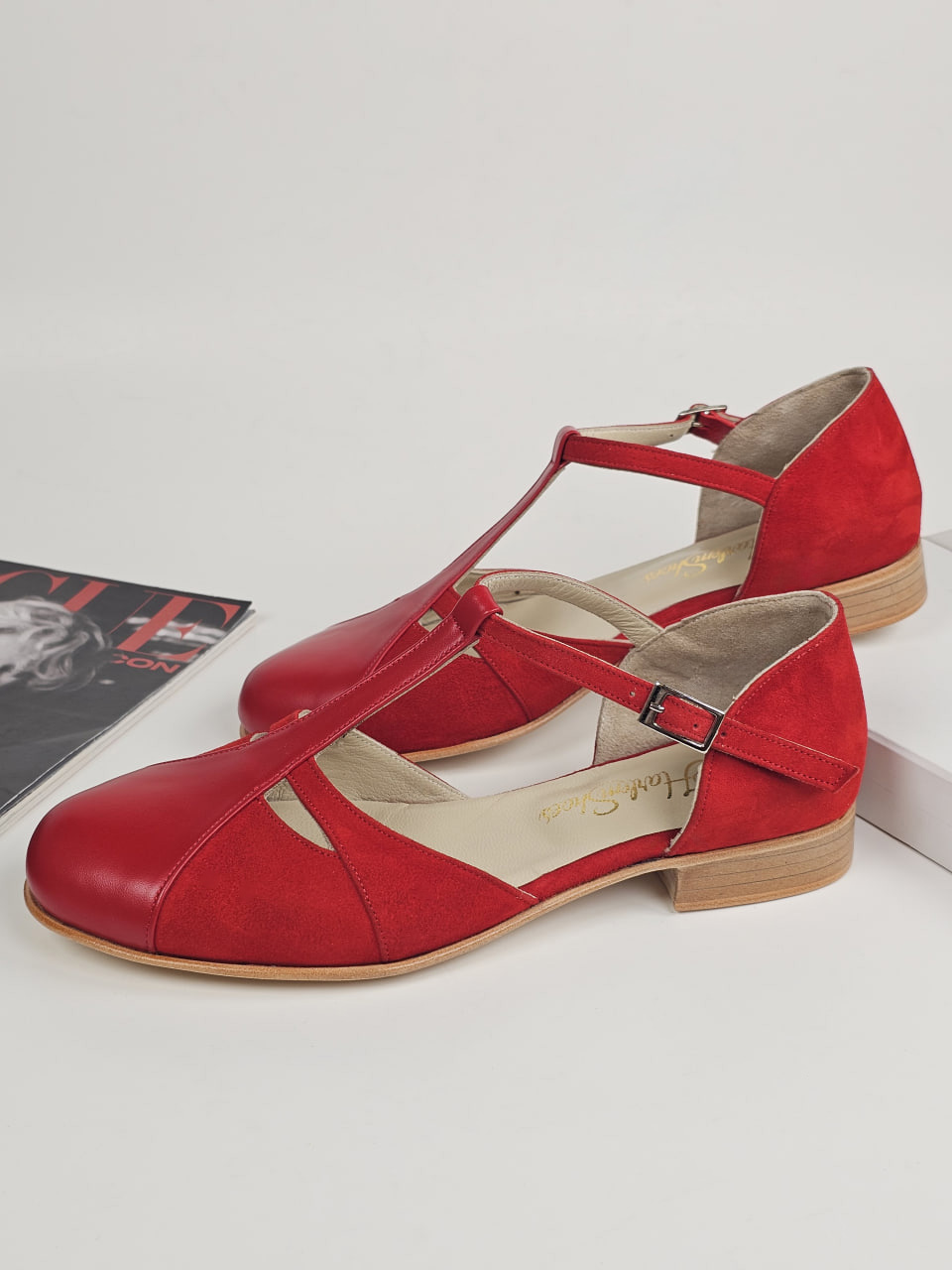 Isabel Red Suede & Leather 2 cm heel