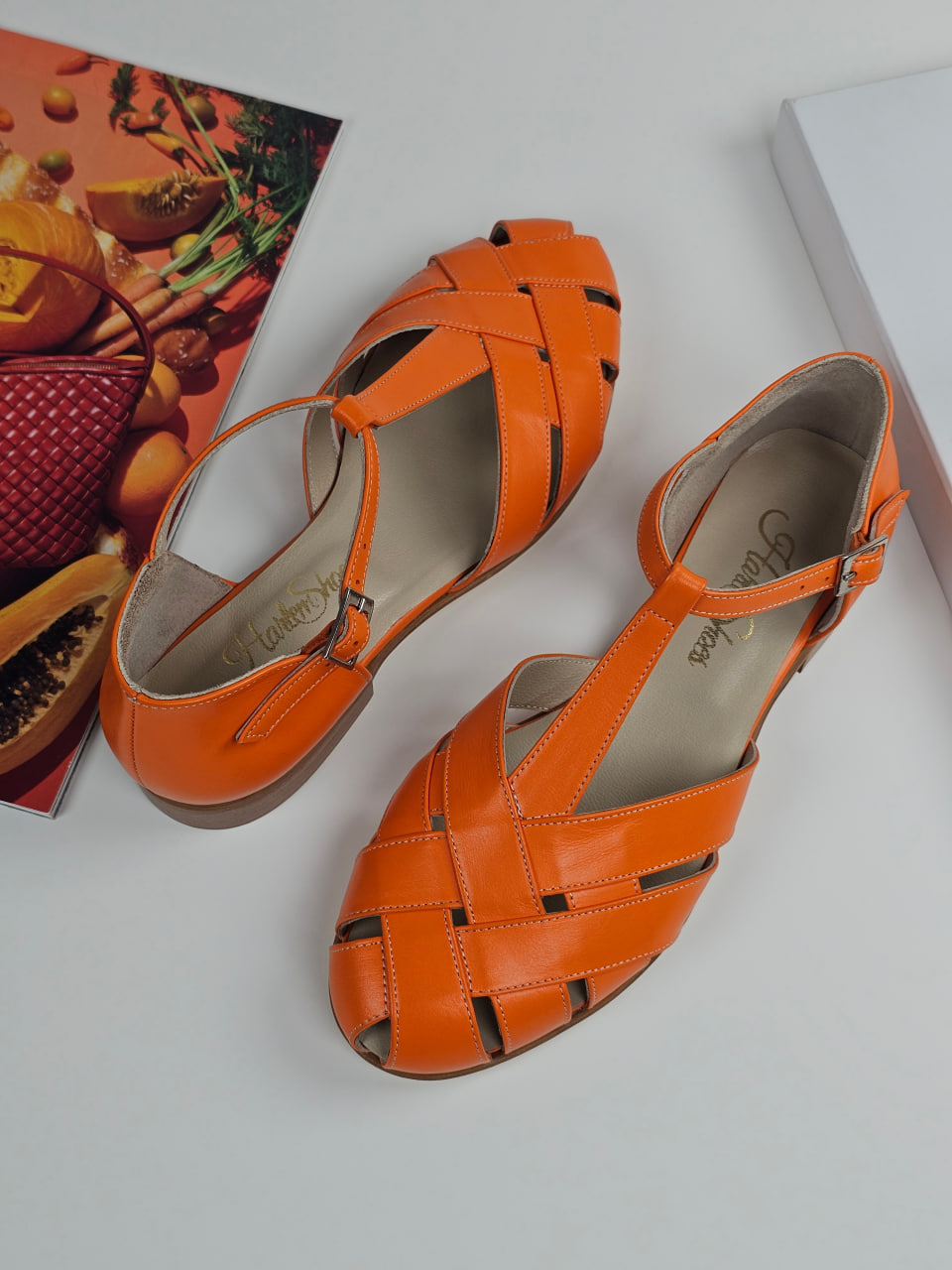 Summer Orange Leather 1.5 cm heel