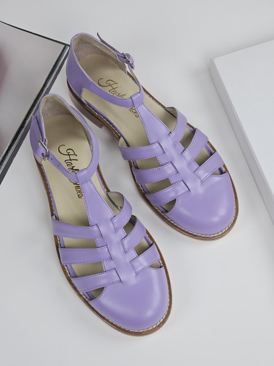 Sandals Lilac Leather 2 cm heel