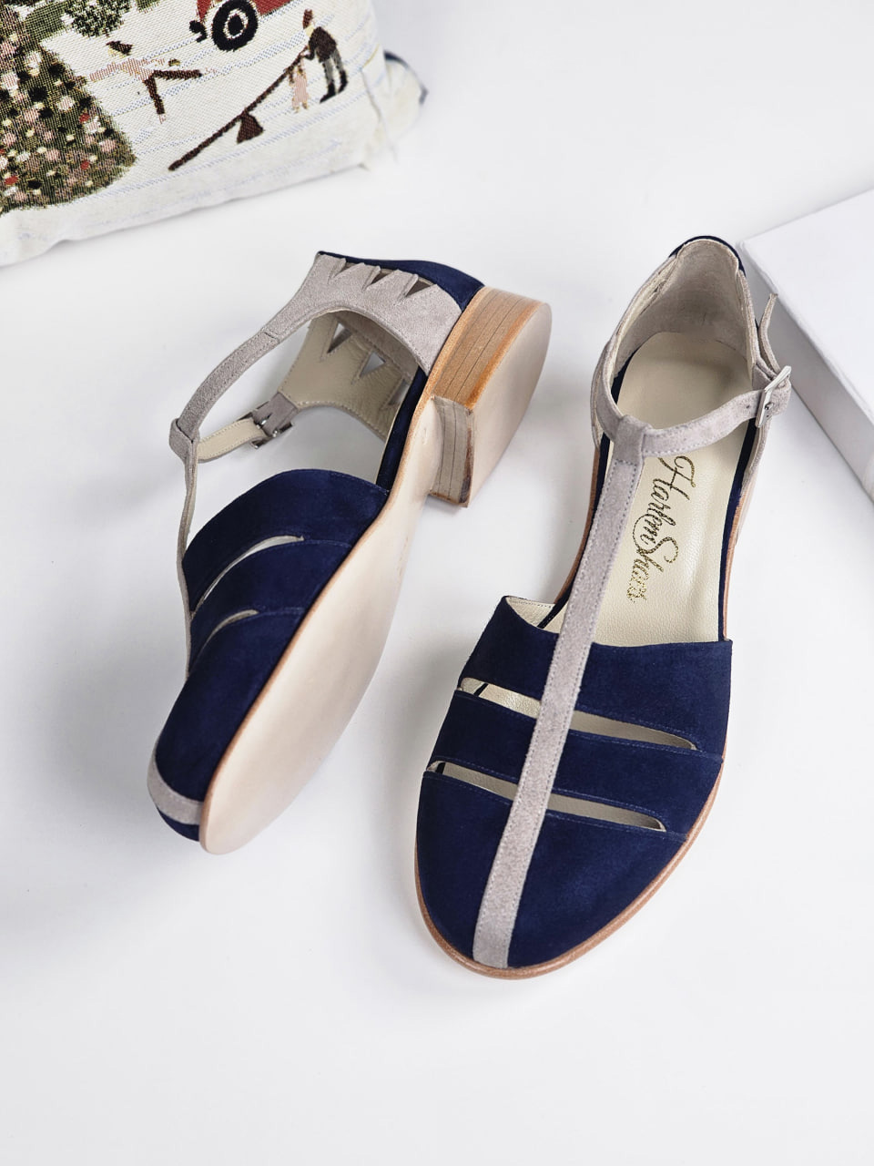 Harmony Dark Blue & Soft Grey Suede 2 cm heel