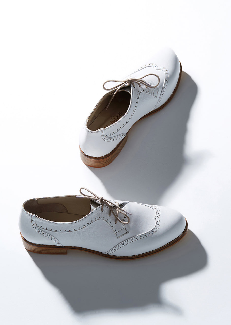 Men Oxfords White Leather 2 cm heel