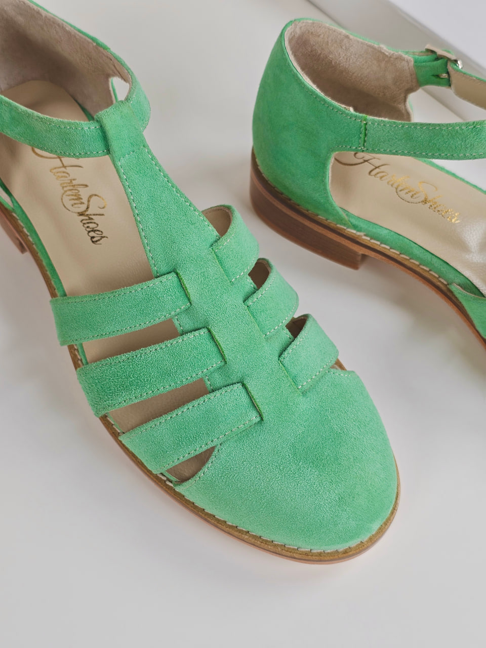 Sandals Mint Green Suede 2 cm heel