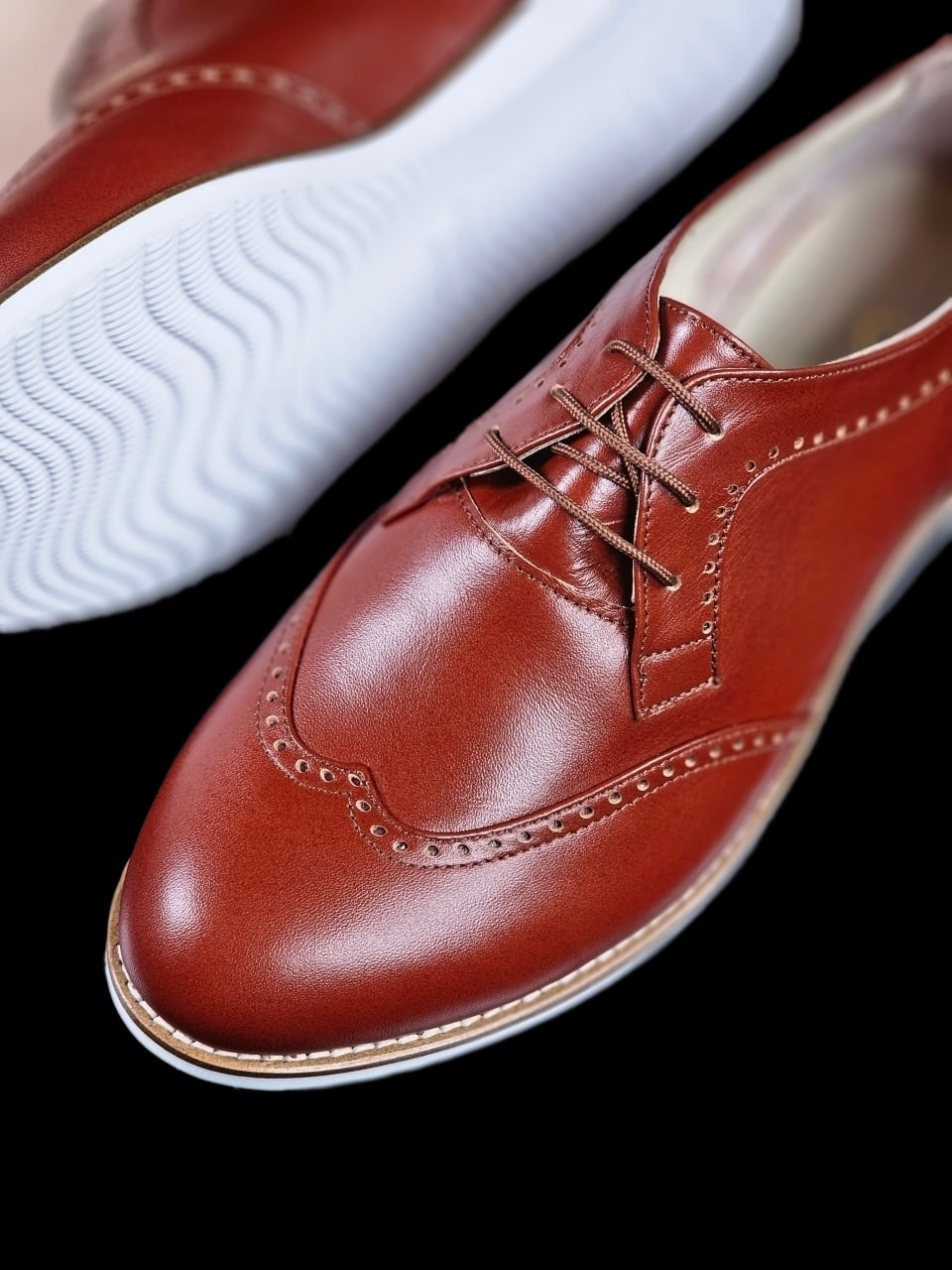 Women Oxfords Brown Leather with Eva Sole
