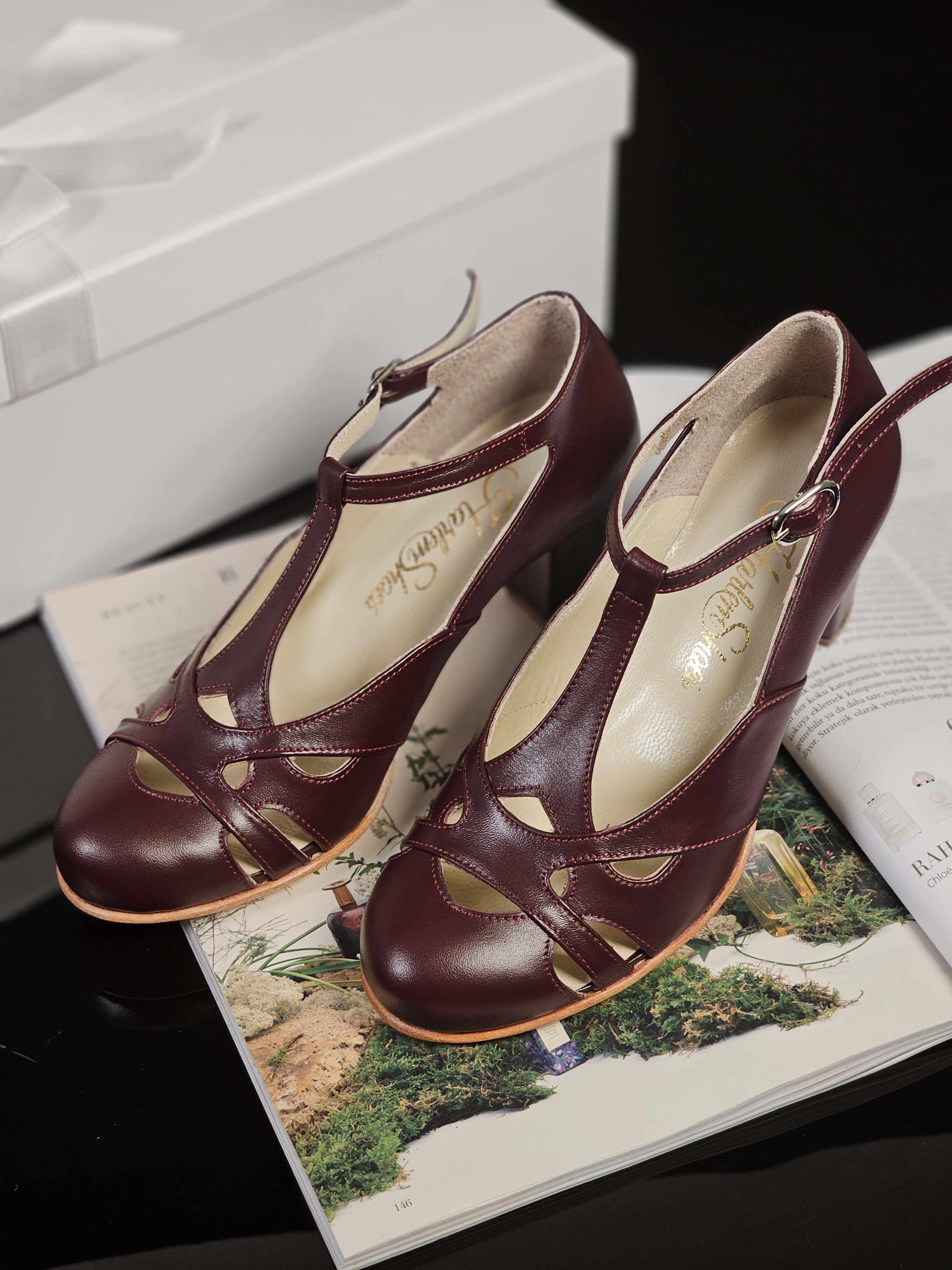 Spring Bordeaux Leather 6 cm Balboa heel