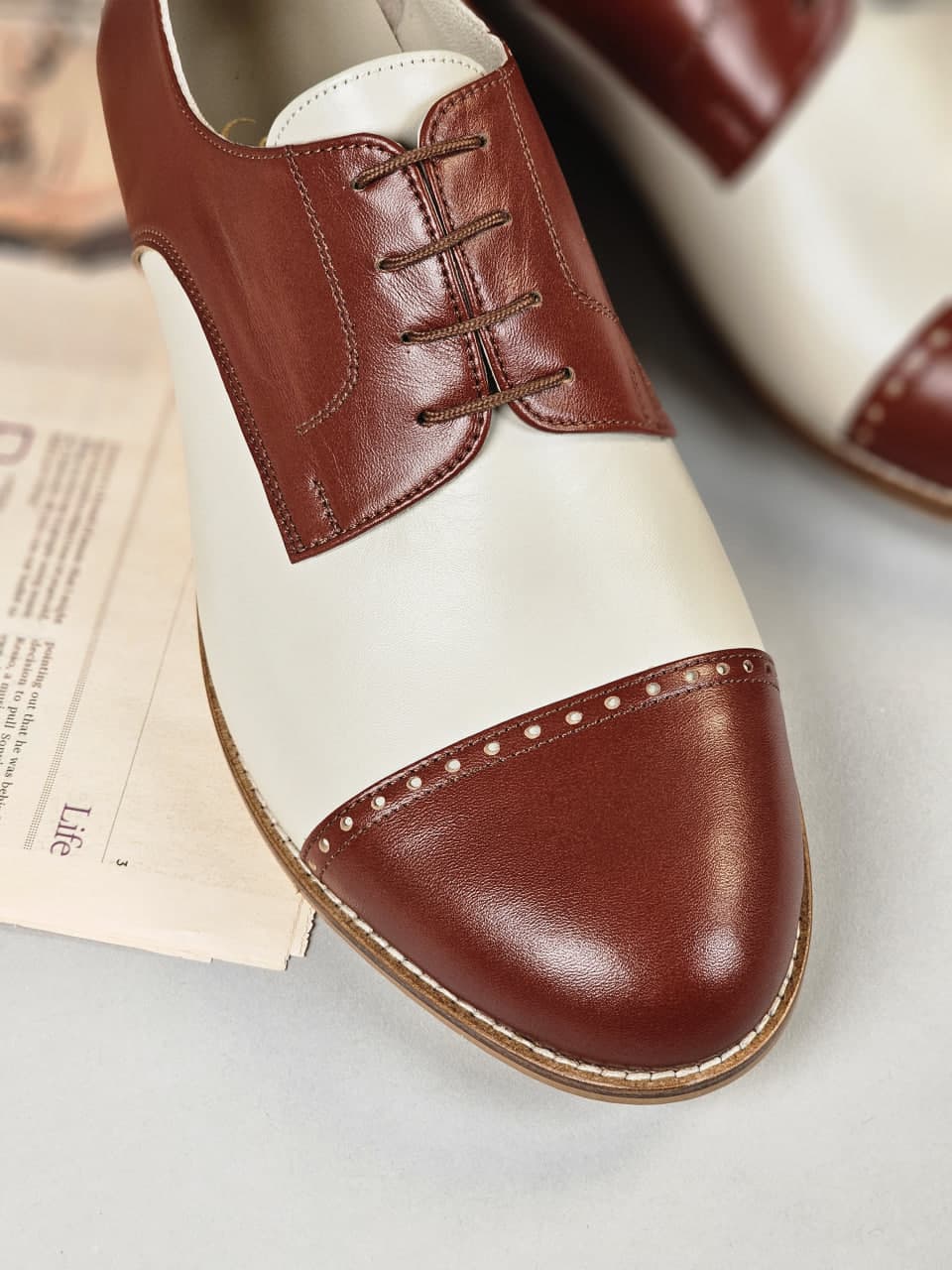California Brown & Beige Leather 2 cm heel