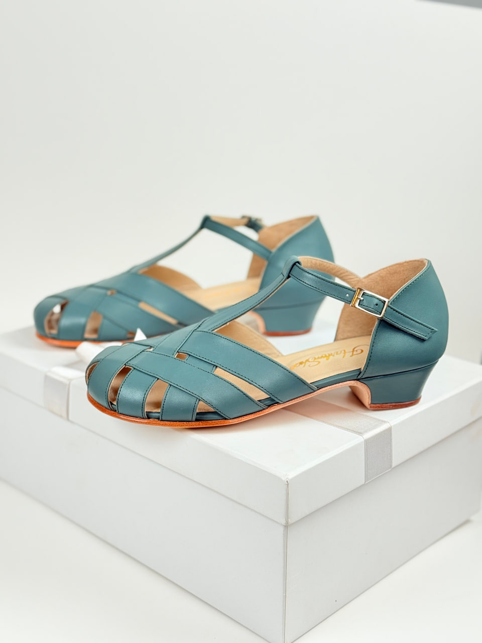 Barefoot Summer Teal Green Leather 3 cm heel