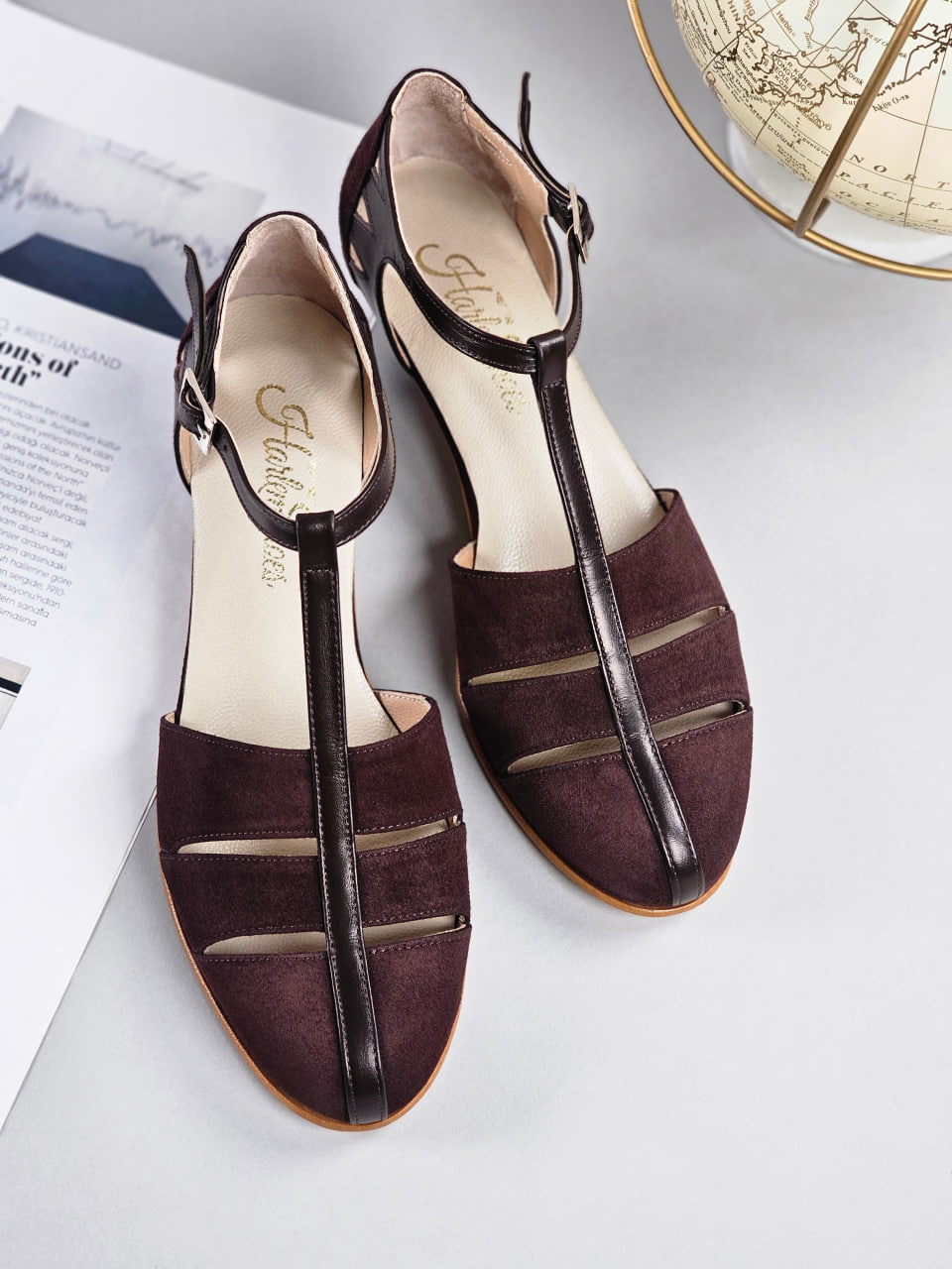 Harmony Dark Chocolate Suede & Leather 4 cm heel