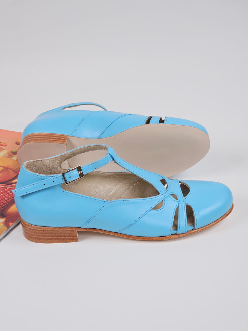 Spring Baby Blue Leather 2 cm heel