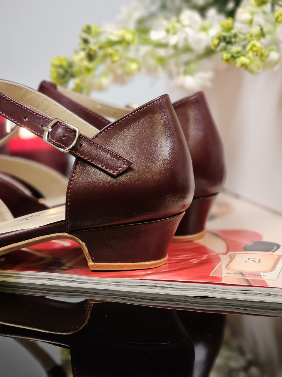 Rosy Bordeaux Leather 3 cm heel