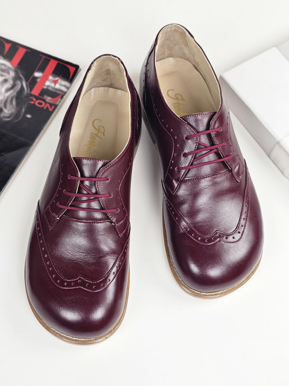 Barefoot Oxfords Bordeaux Leather 2 cm heel