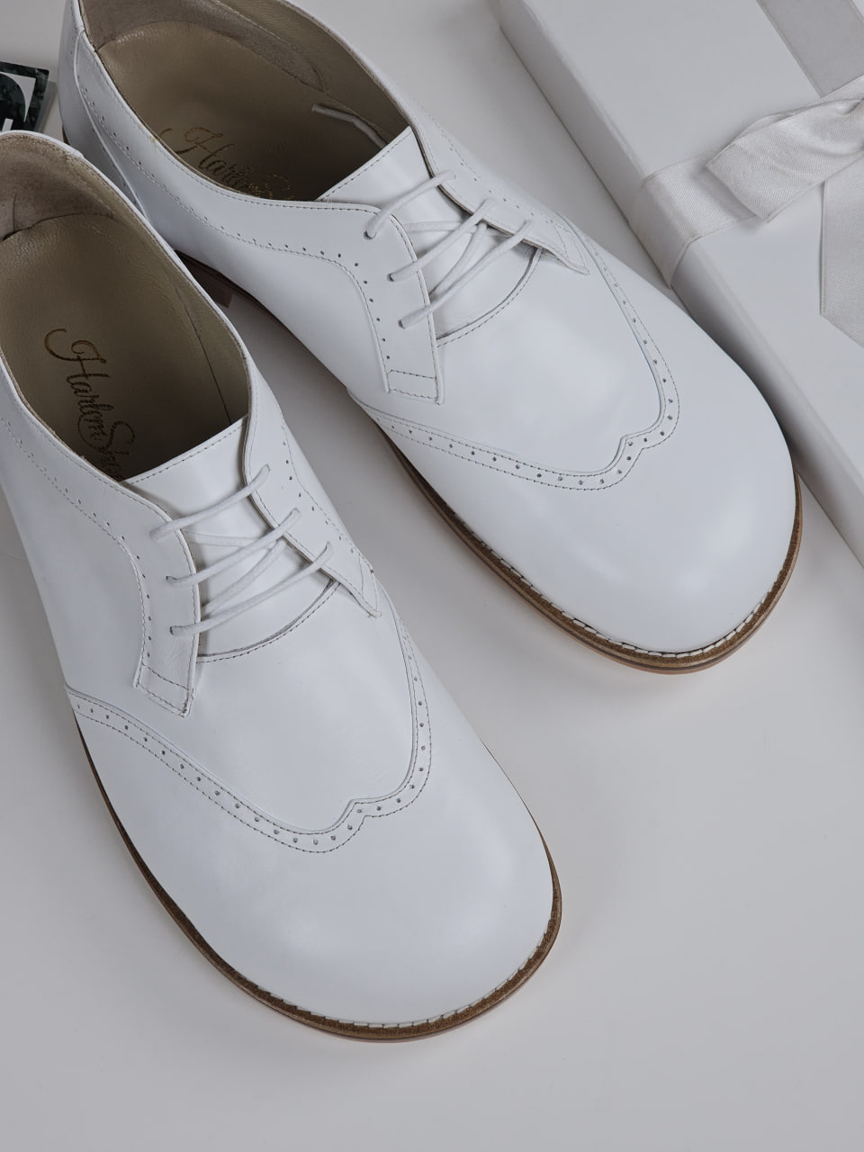 Barefoot Oxfords White Leather 2 cm heel