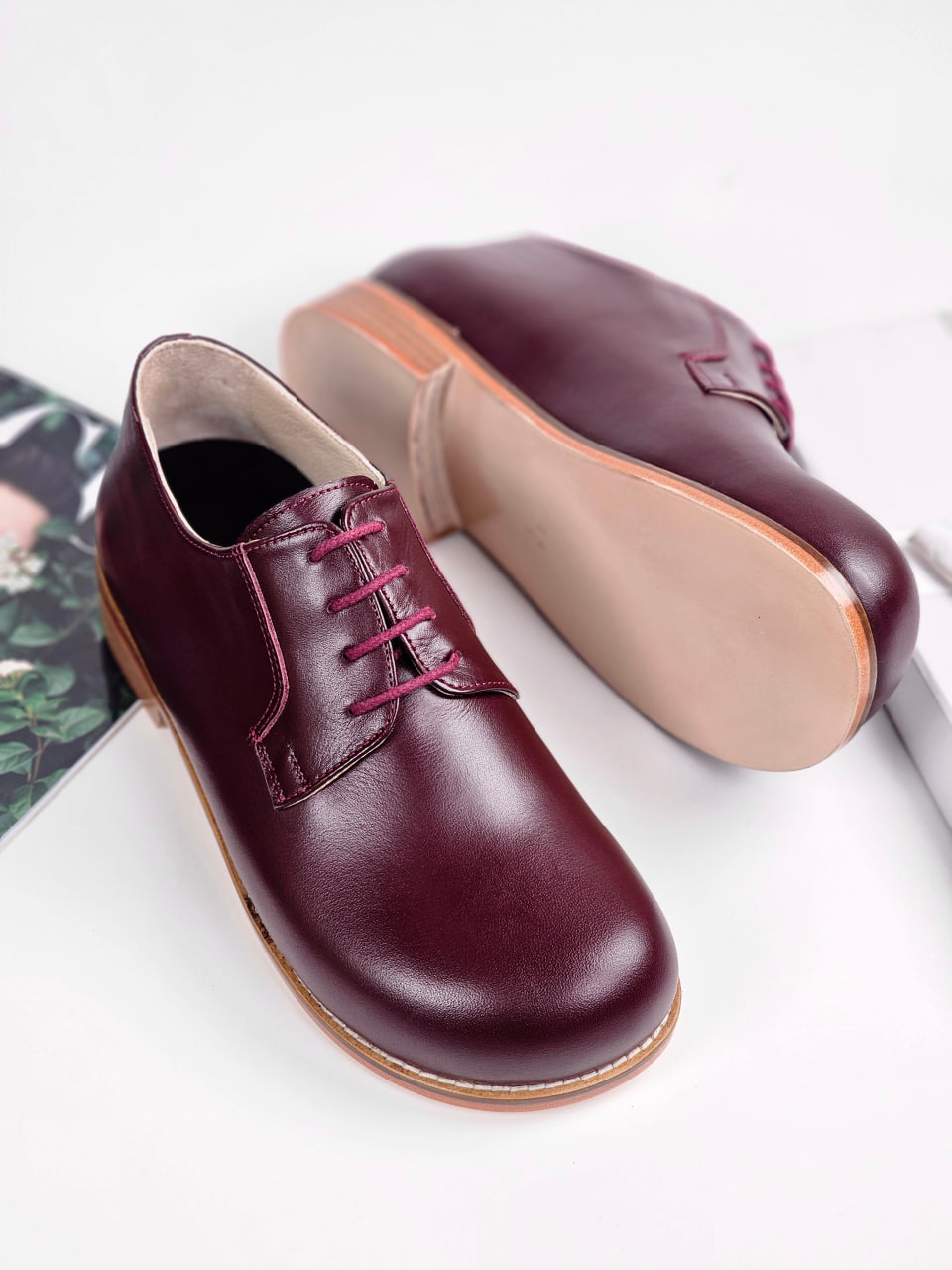 Barefoot Jazz Slide Bordeaux Leather 2 cm heel