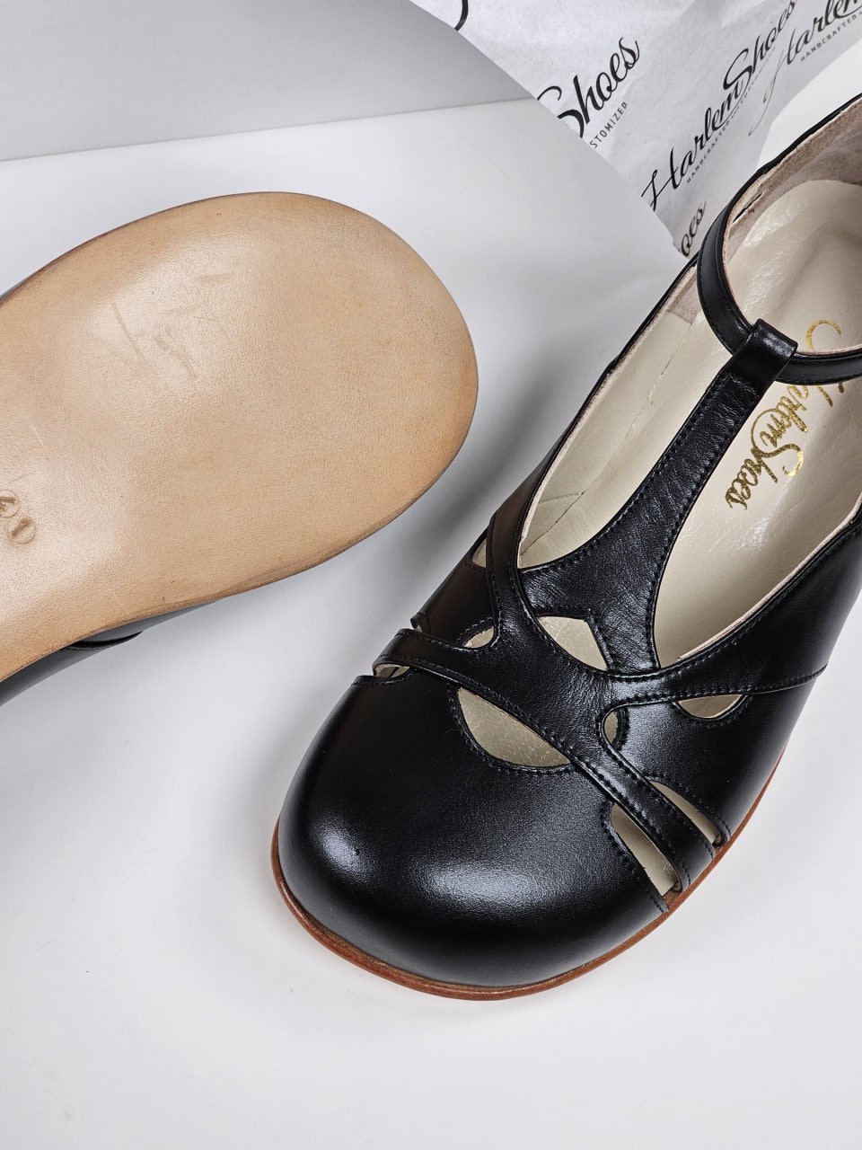 Barefoot Spring Black Leather 2 cm heel