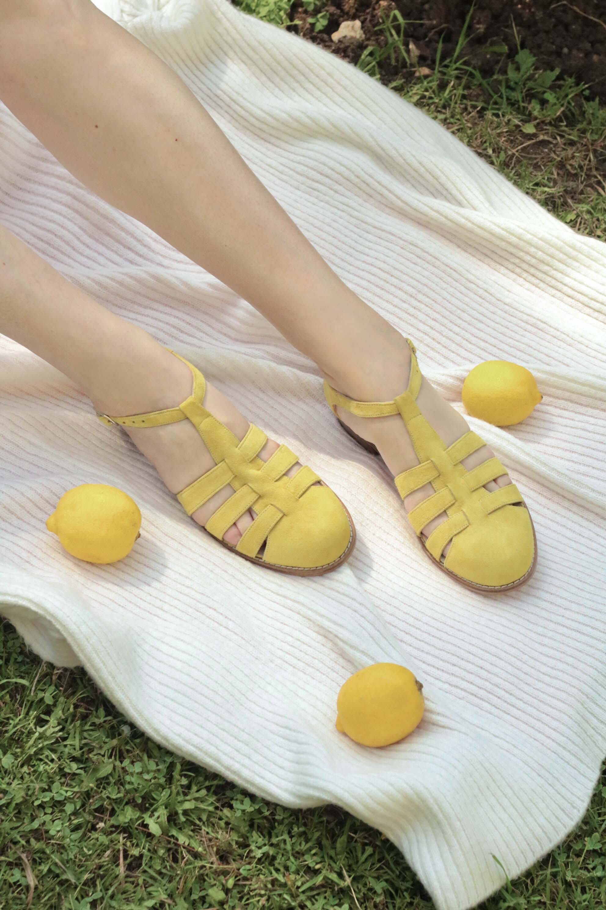 Sandals Yellow Suede 2 cm heel
