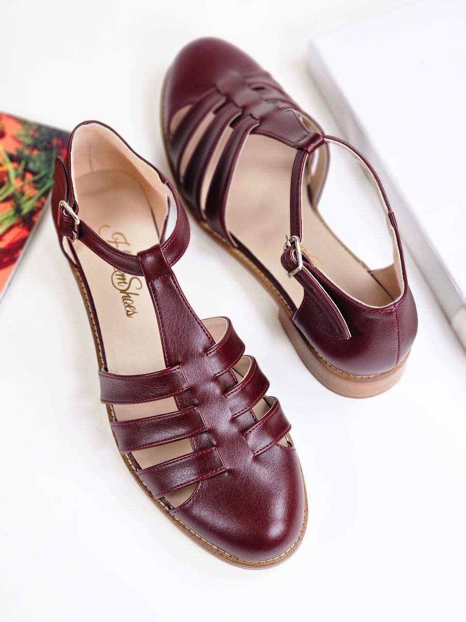 Sandals Vegan Bordeaux Leather 2 cm heel
