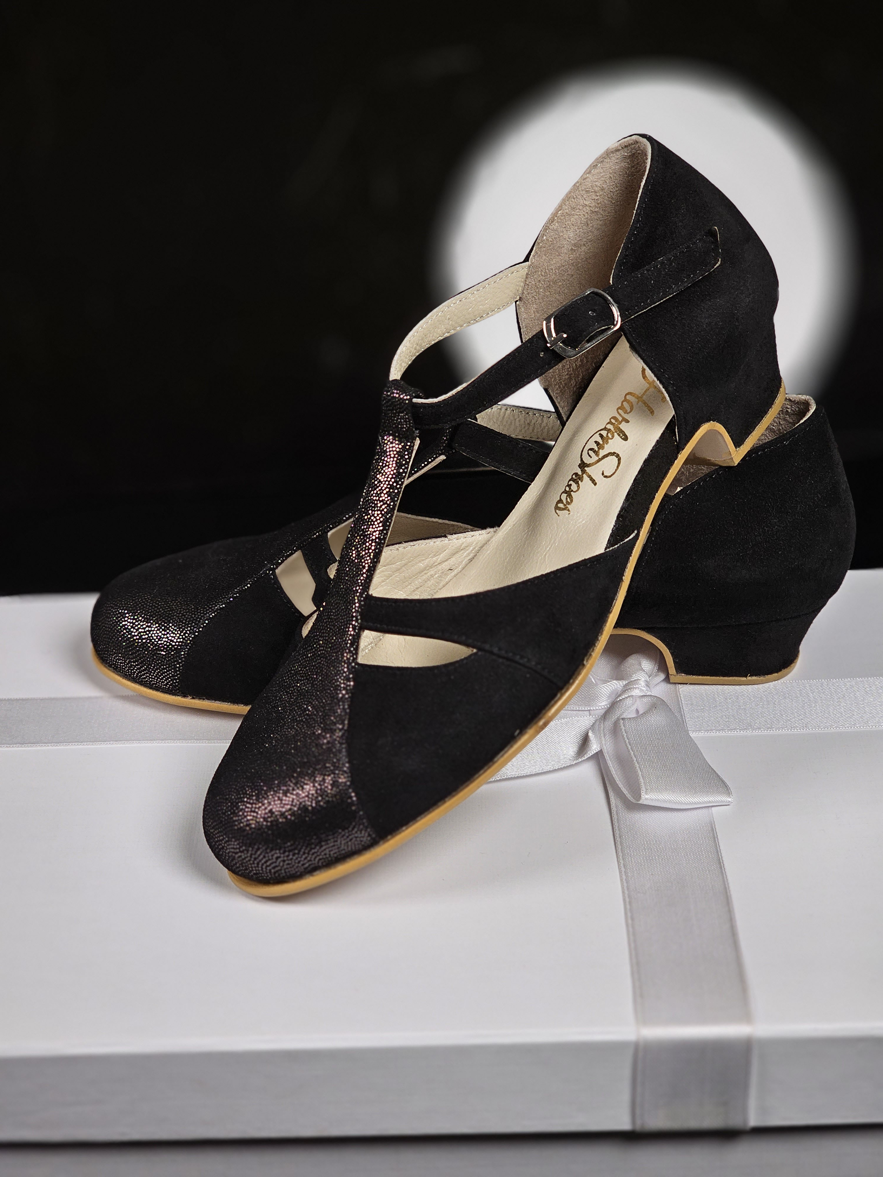 Isabel Black & Silver Rain Suede 3 cm heel