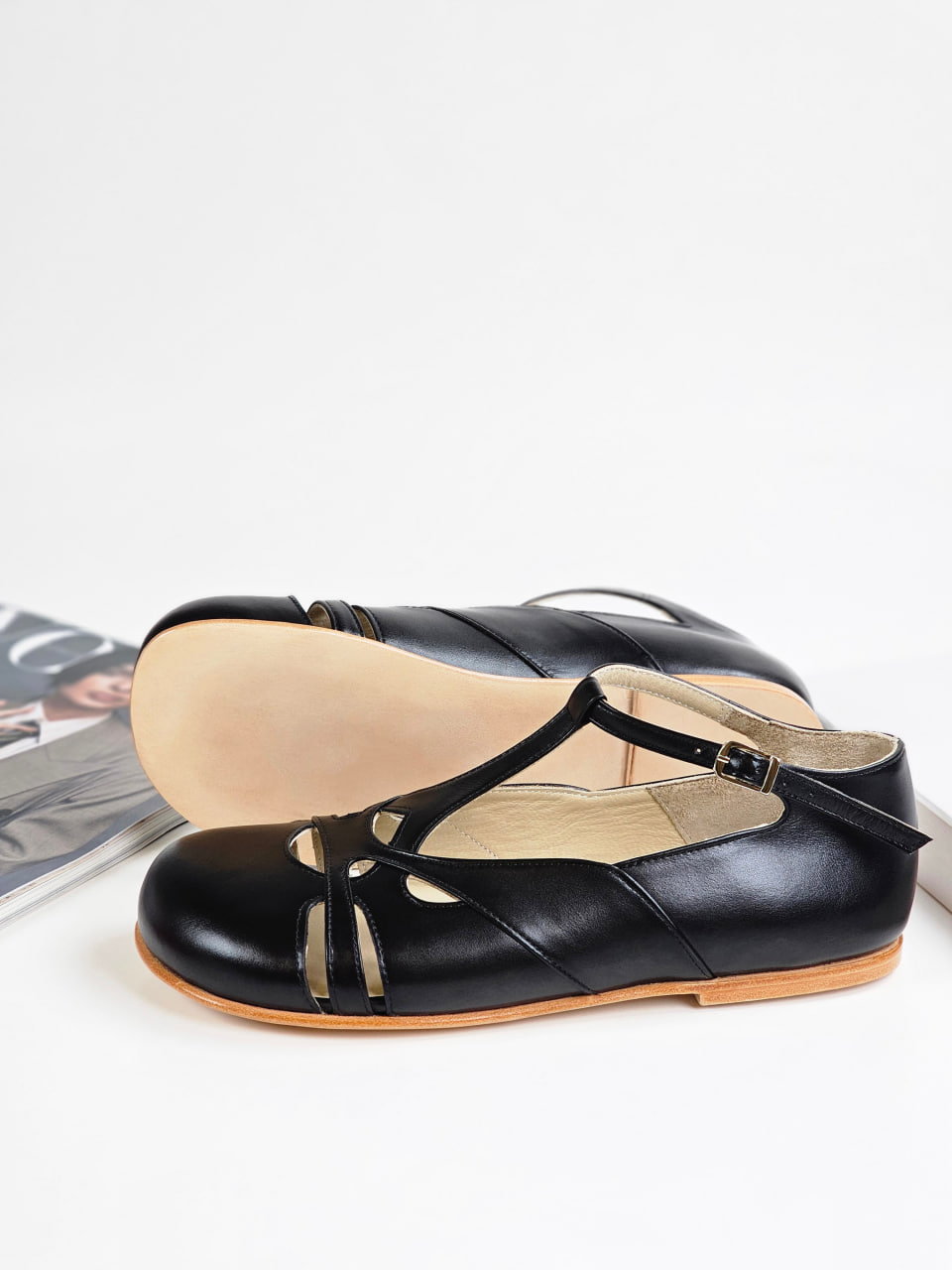 Barefoot Spring Black Leather 0.5 cm heel