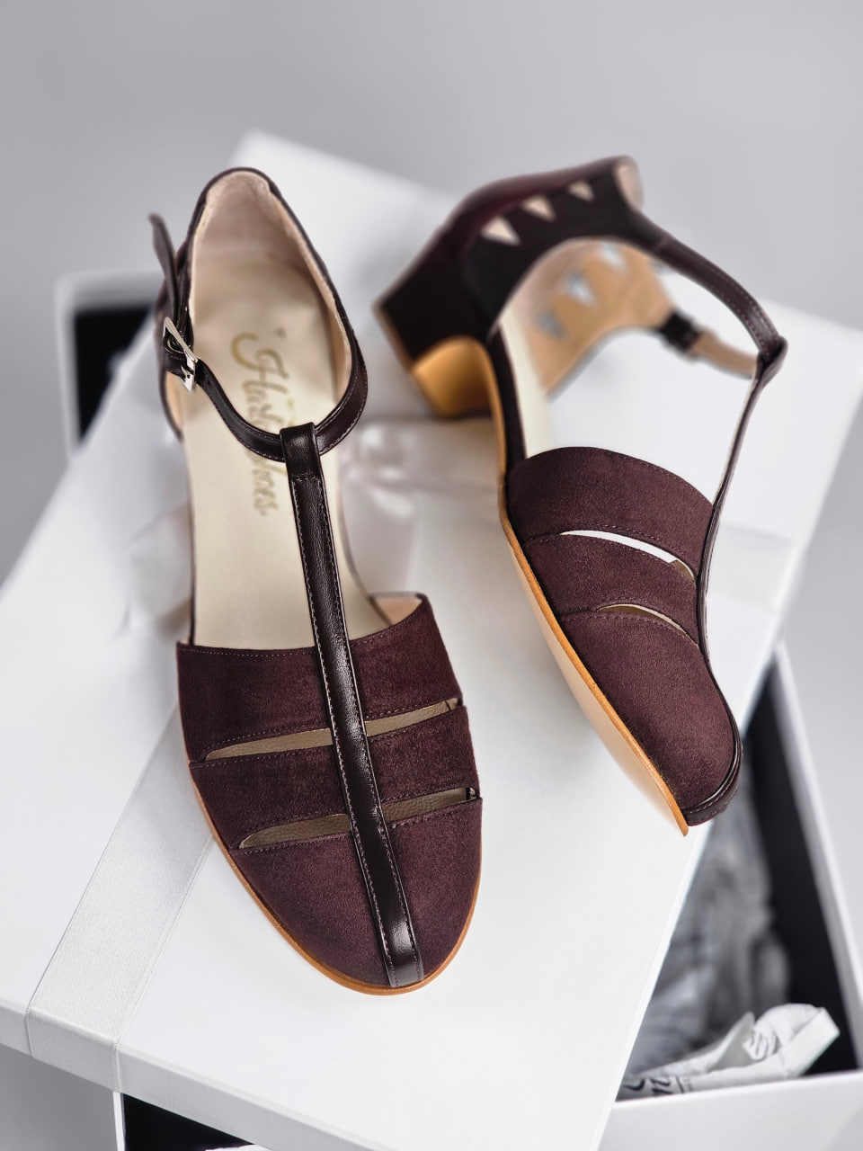Harmony Dark Chocolate Suede & Leather 4 cm heel