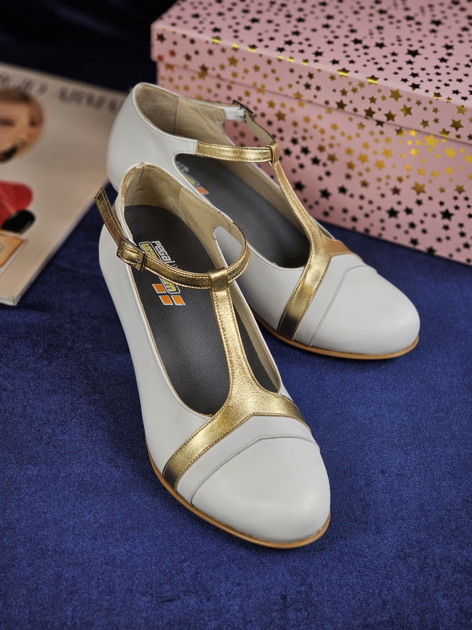 Barbie White & Gold Leather 6 cm heel