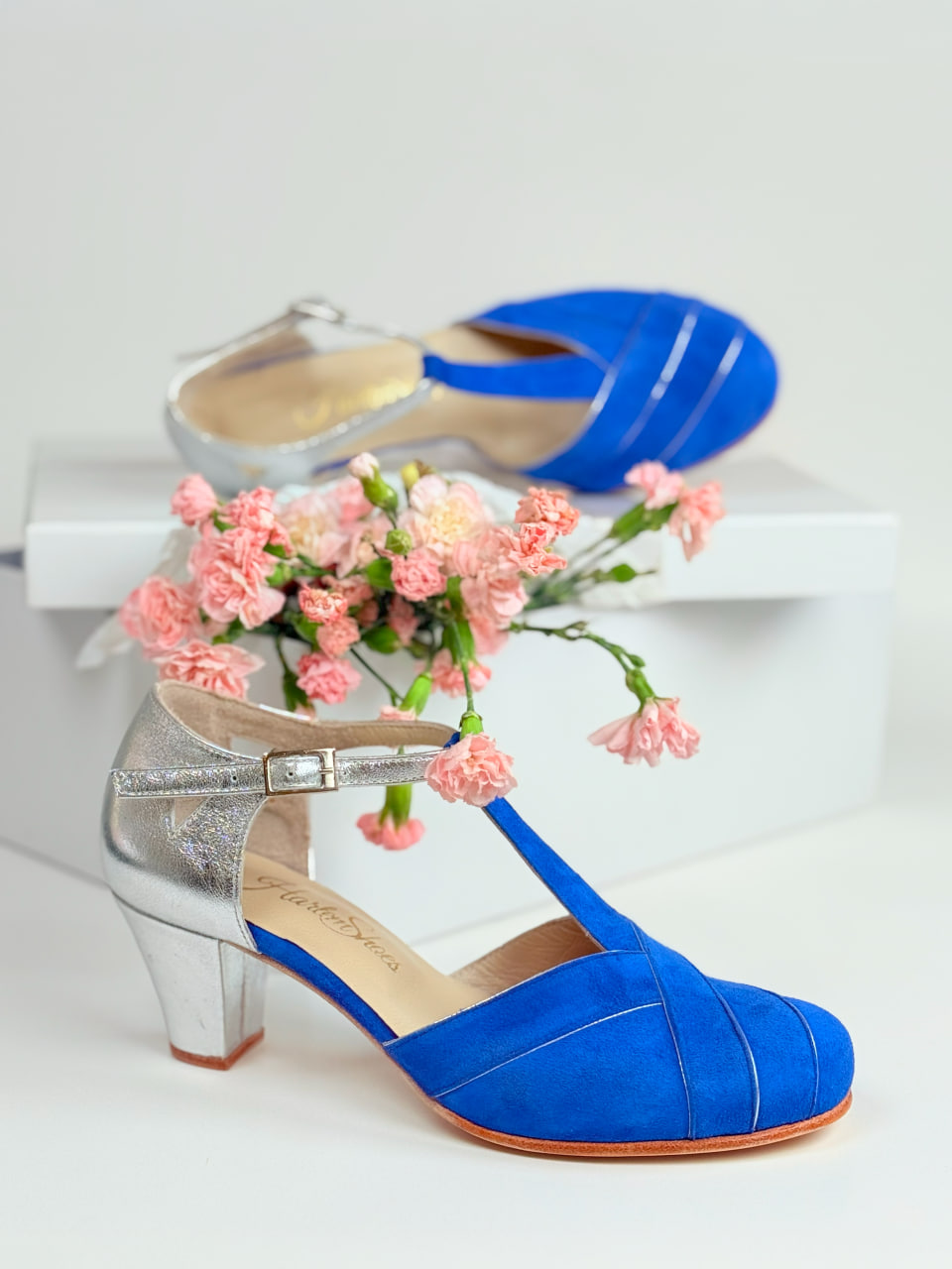 Sugar Blue Suede & Silver Leather 6 cm Balboa heel
