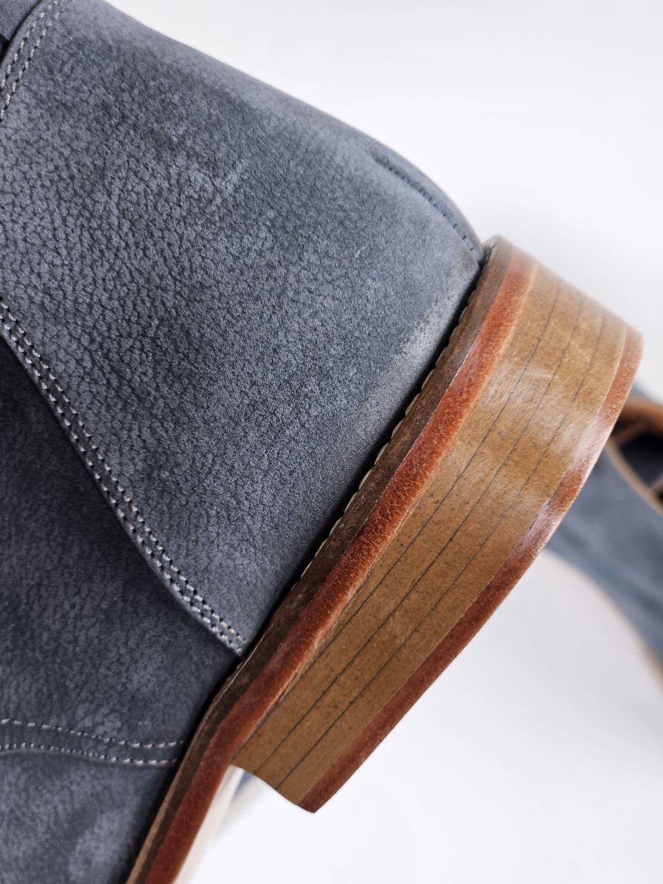 Derby Boots Blue Grey Suede 2 cm heel