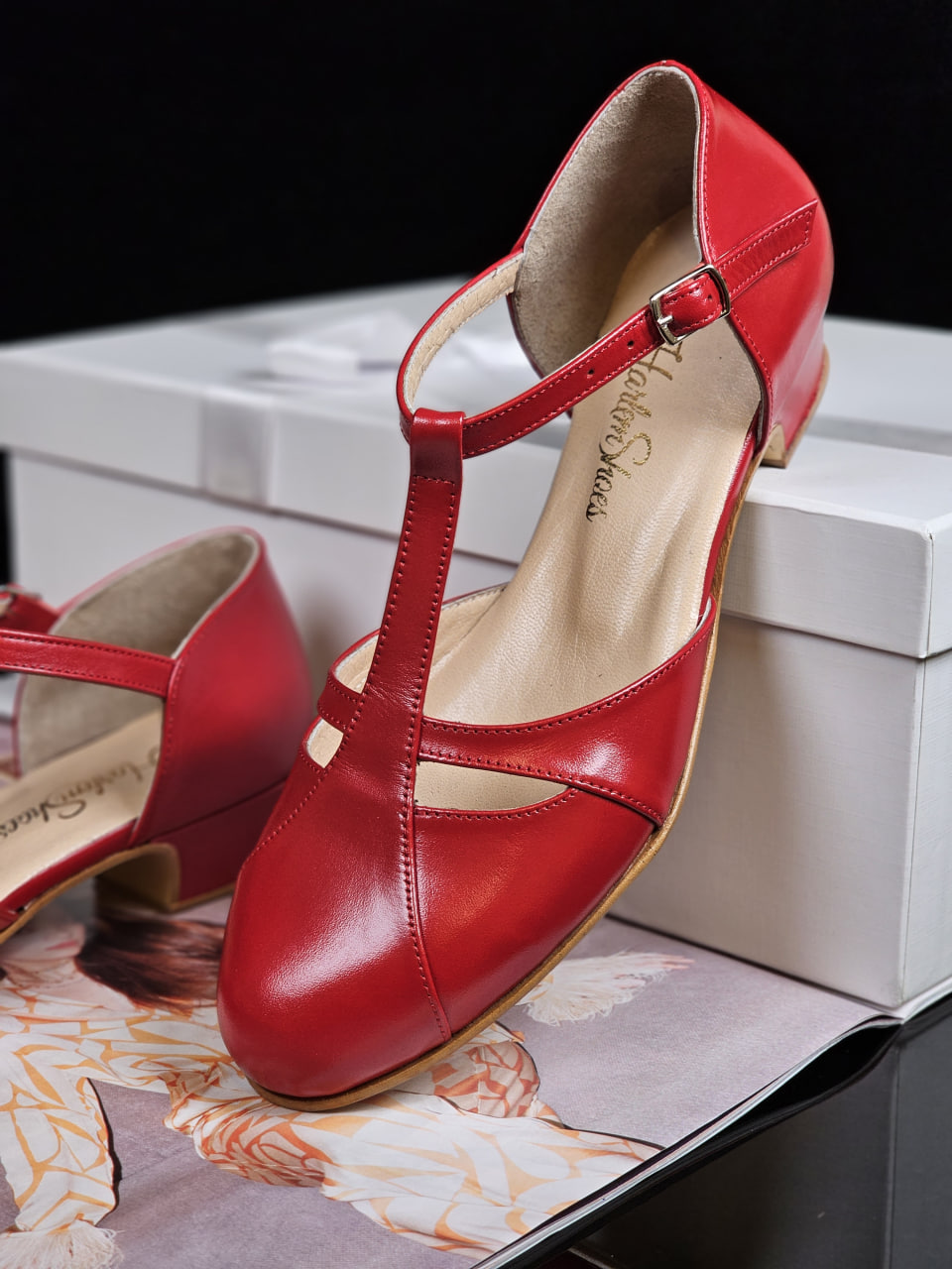 Isabel Red Leather 3 cm heel