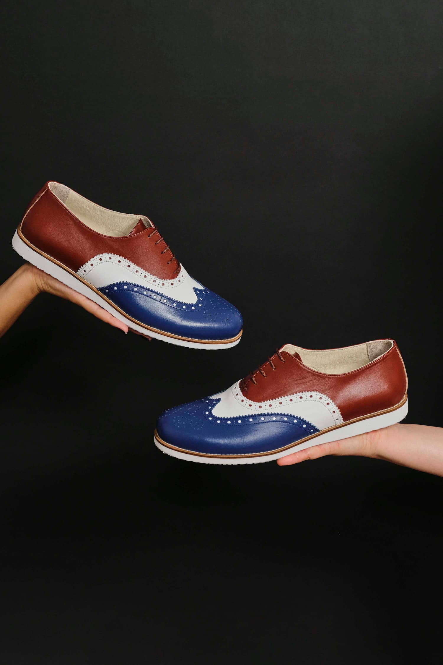 Brogue Blue & White & Brown Leather with Eva Sole