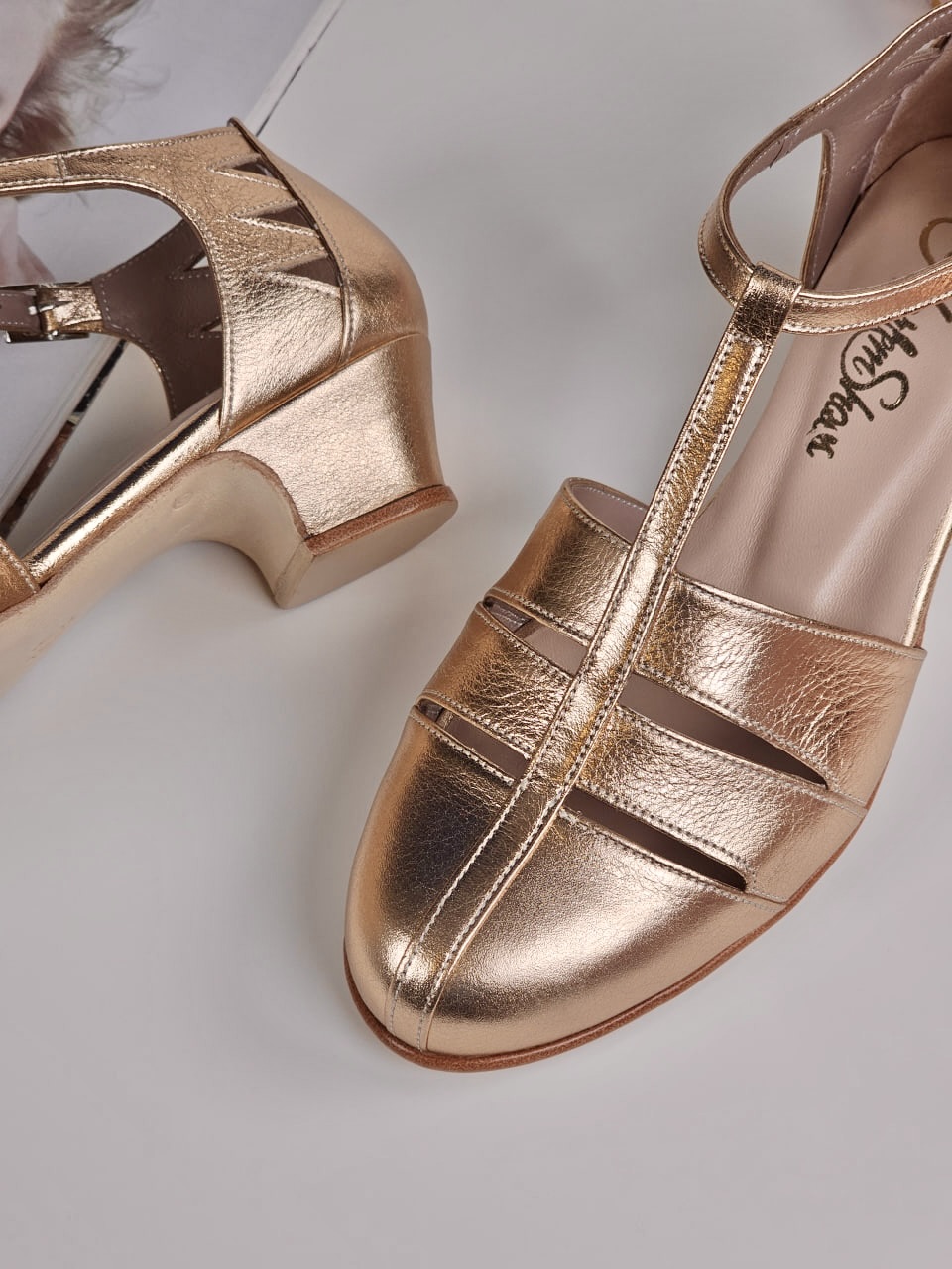 Harlem Shoes Harmony Rose Gold Leather 4 cm heel thumbnail 3