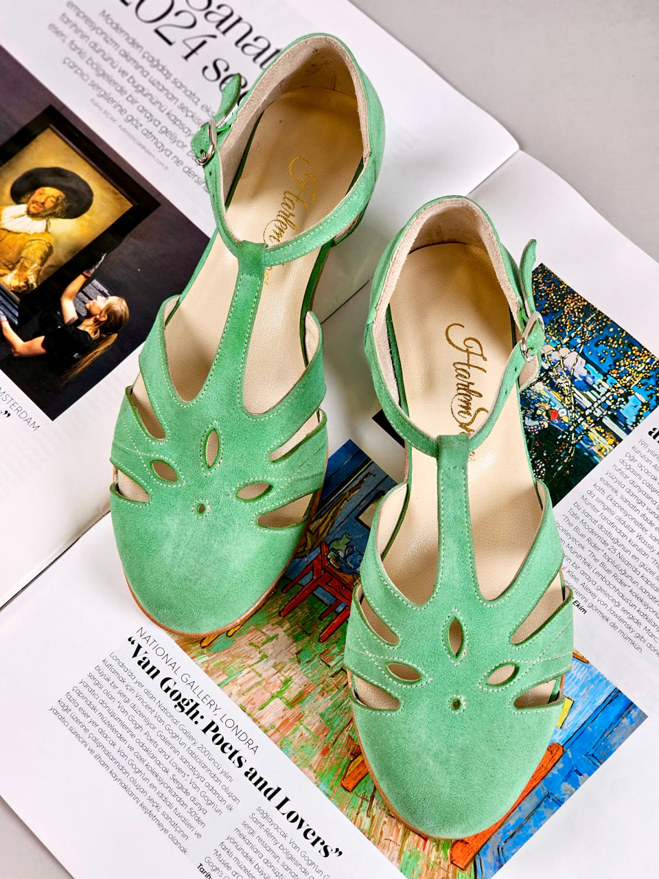 Rosy Mint Green Suede 3 cm heel