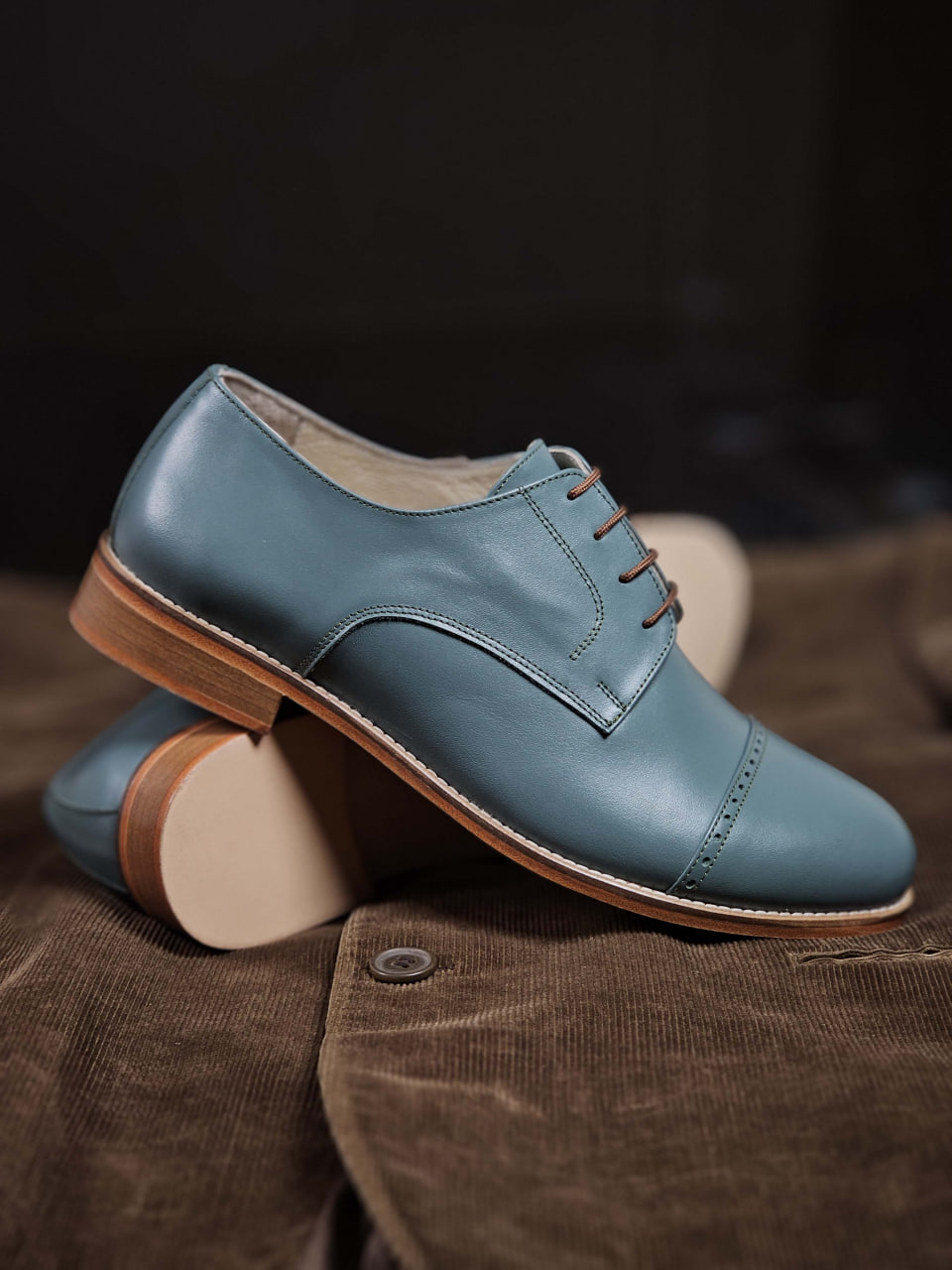 California Teal Green Leather 2cm heel
