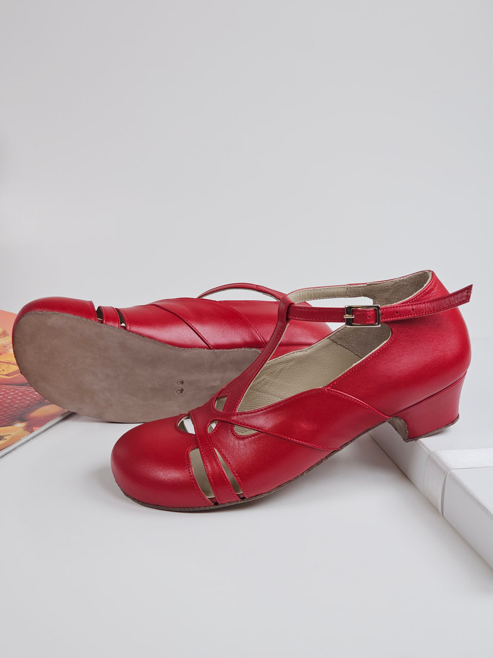 Barefoot Spring Red Leather 4 cm heel