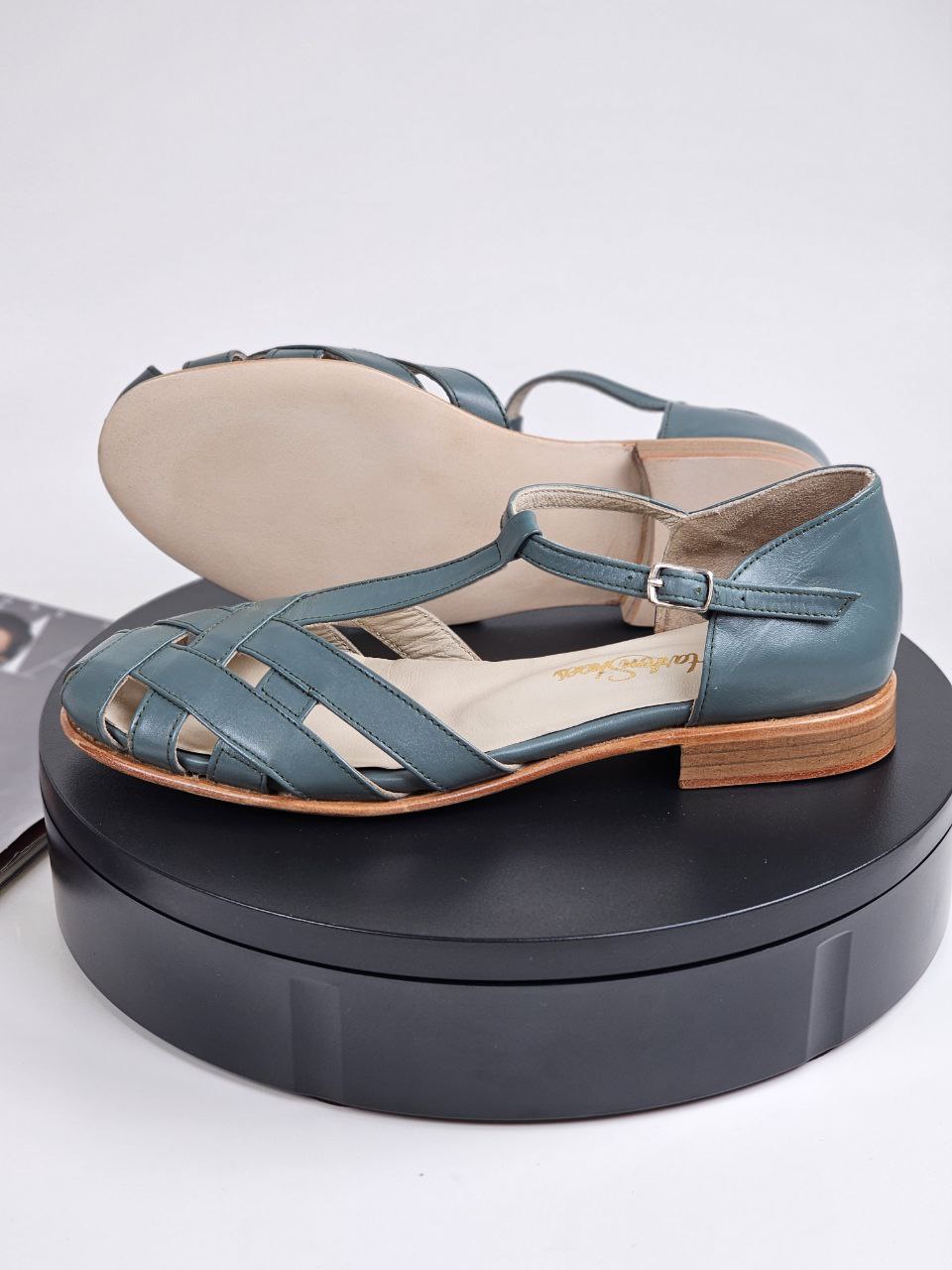 Summer Teal Green Leather 1.5 cm heel