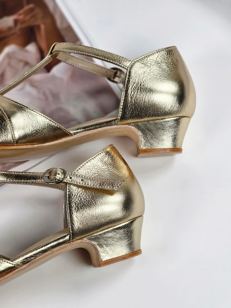 Isabel Platinum Gold Leather 3 cm heel
