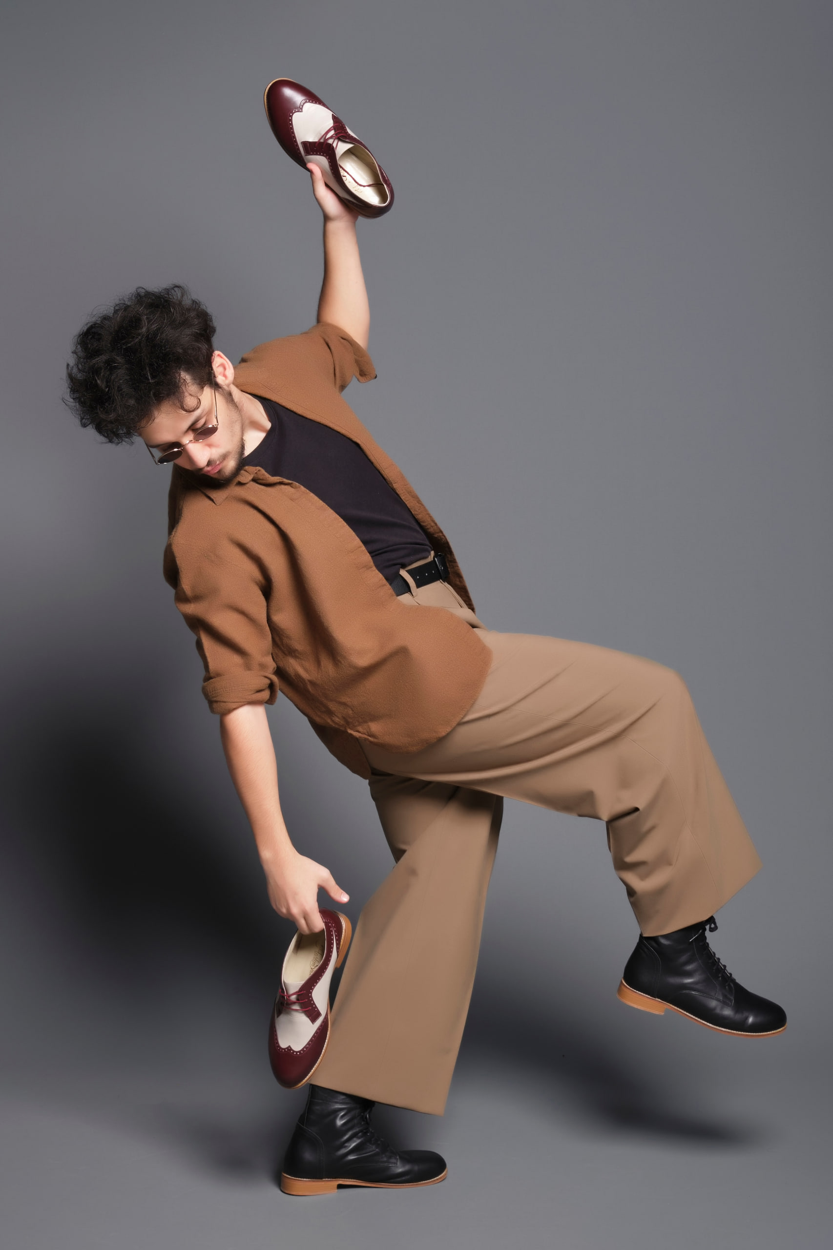 Men Oxfords Brown & Beige Leather 2 cm heel