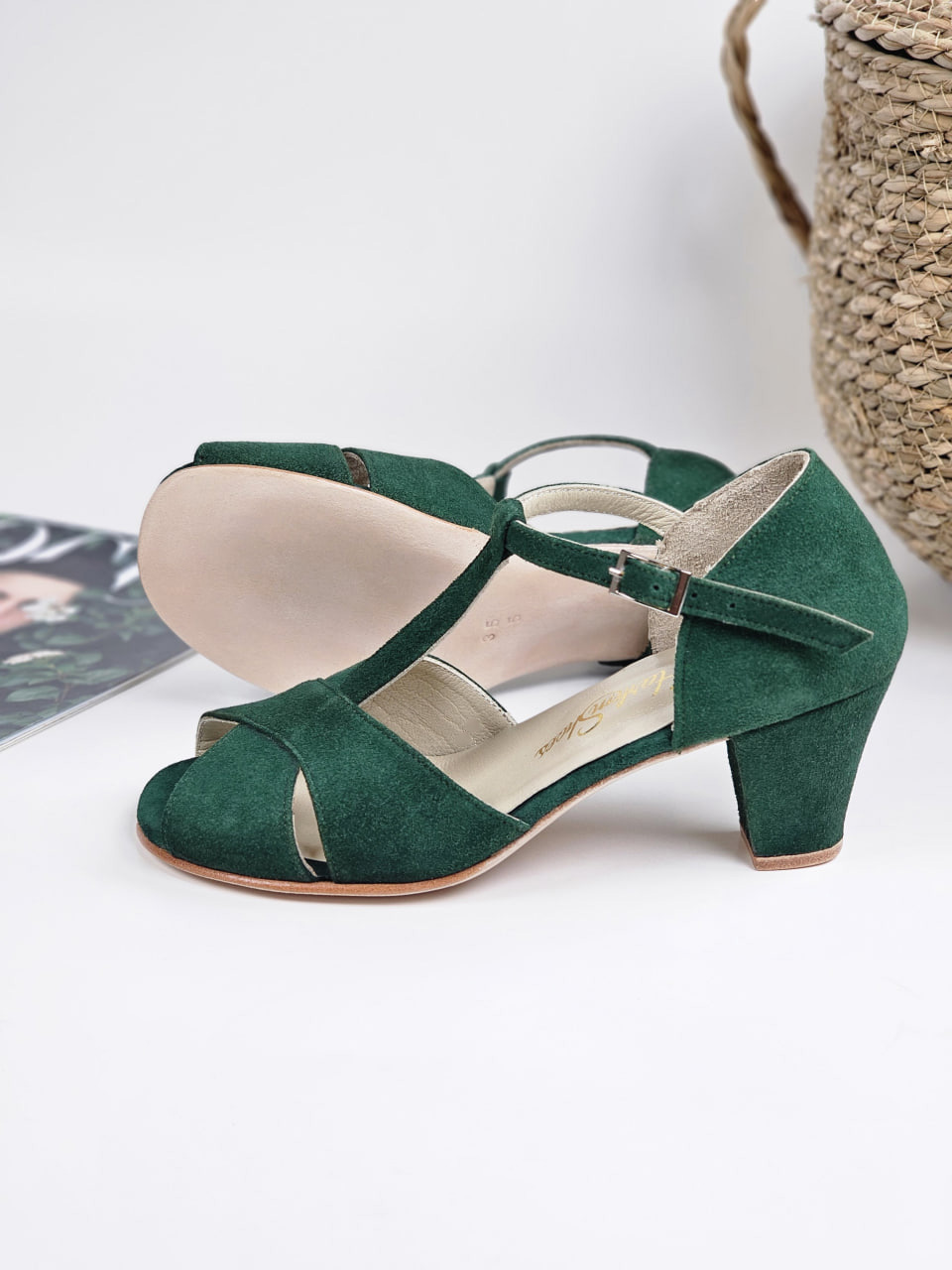 Barefoot Doris Emerald Suede 6 cm Balboa heels