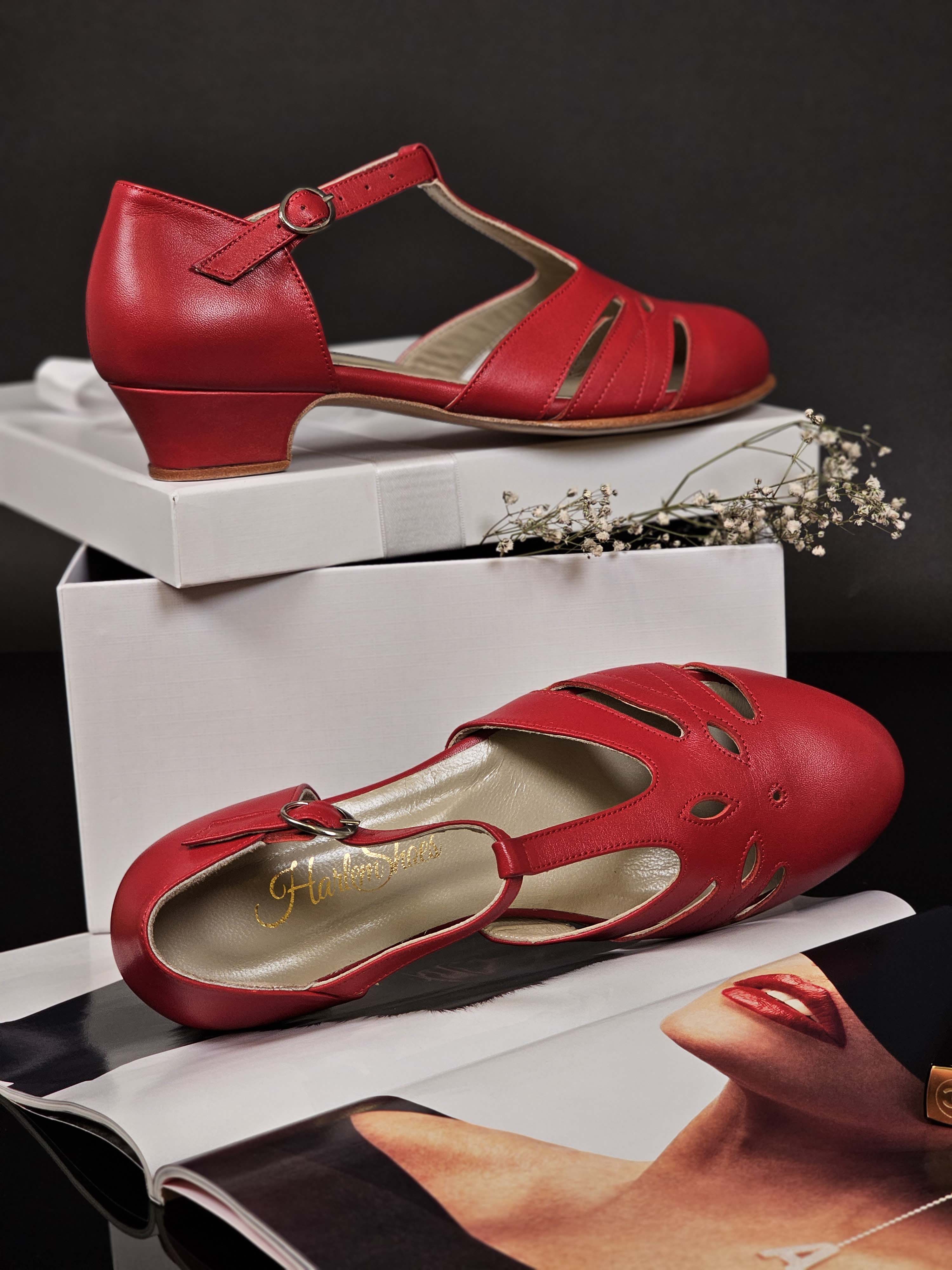 Rosy Red Leather 3 cm heel