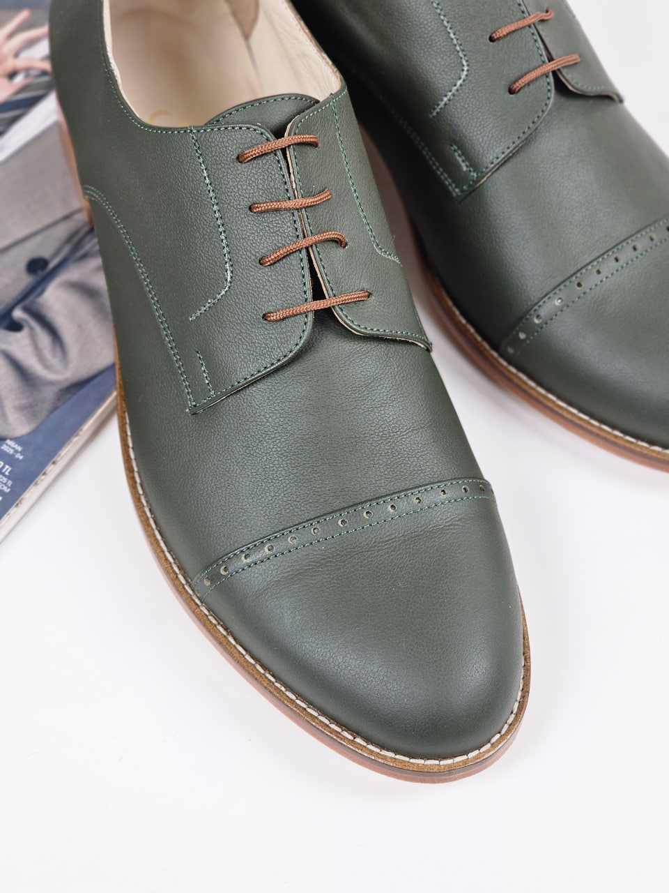 California Swamp Green Leather 2 cm heel