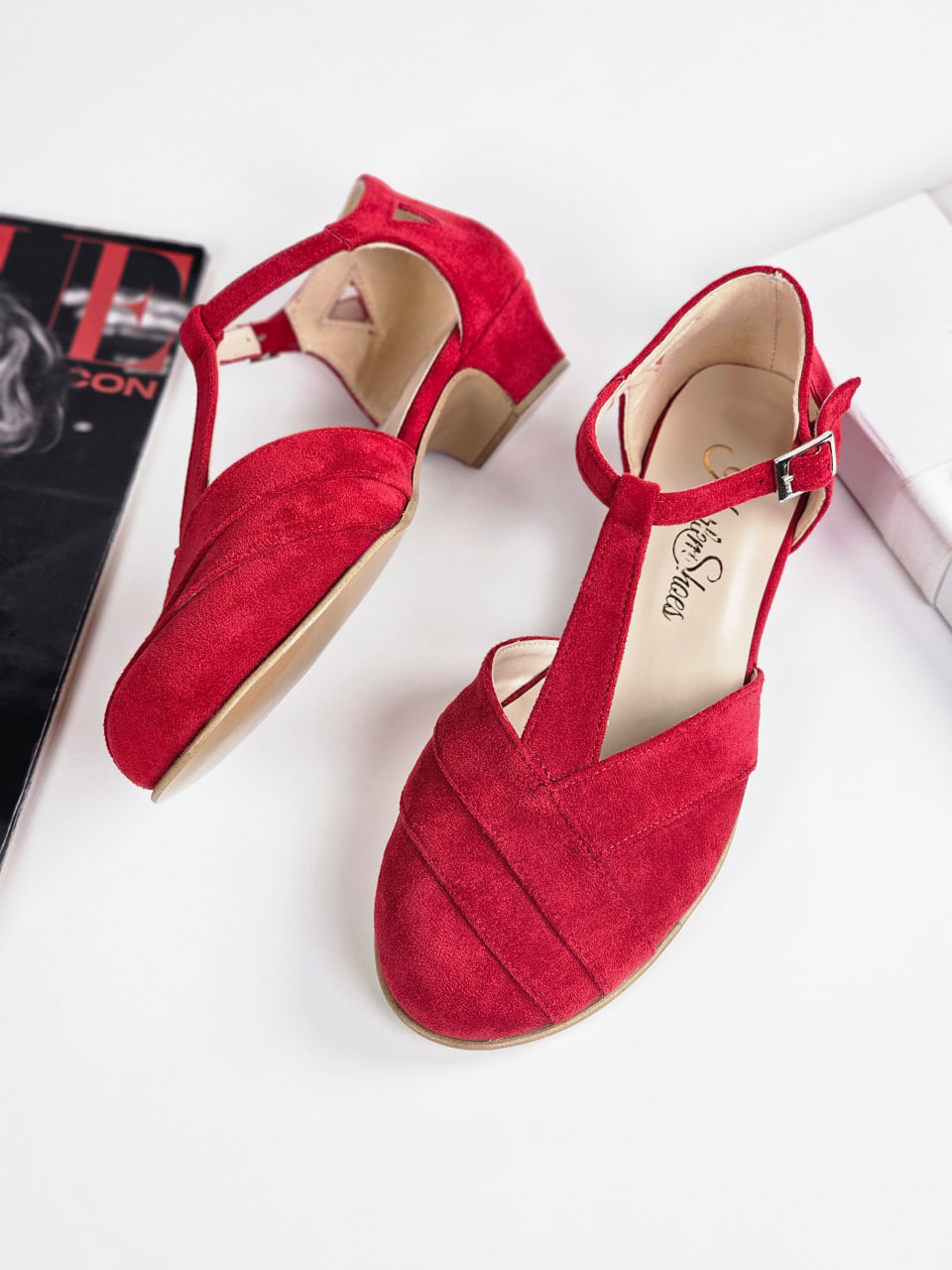 Sugar Vegan Red Textile 4 cm heel
