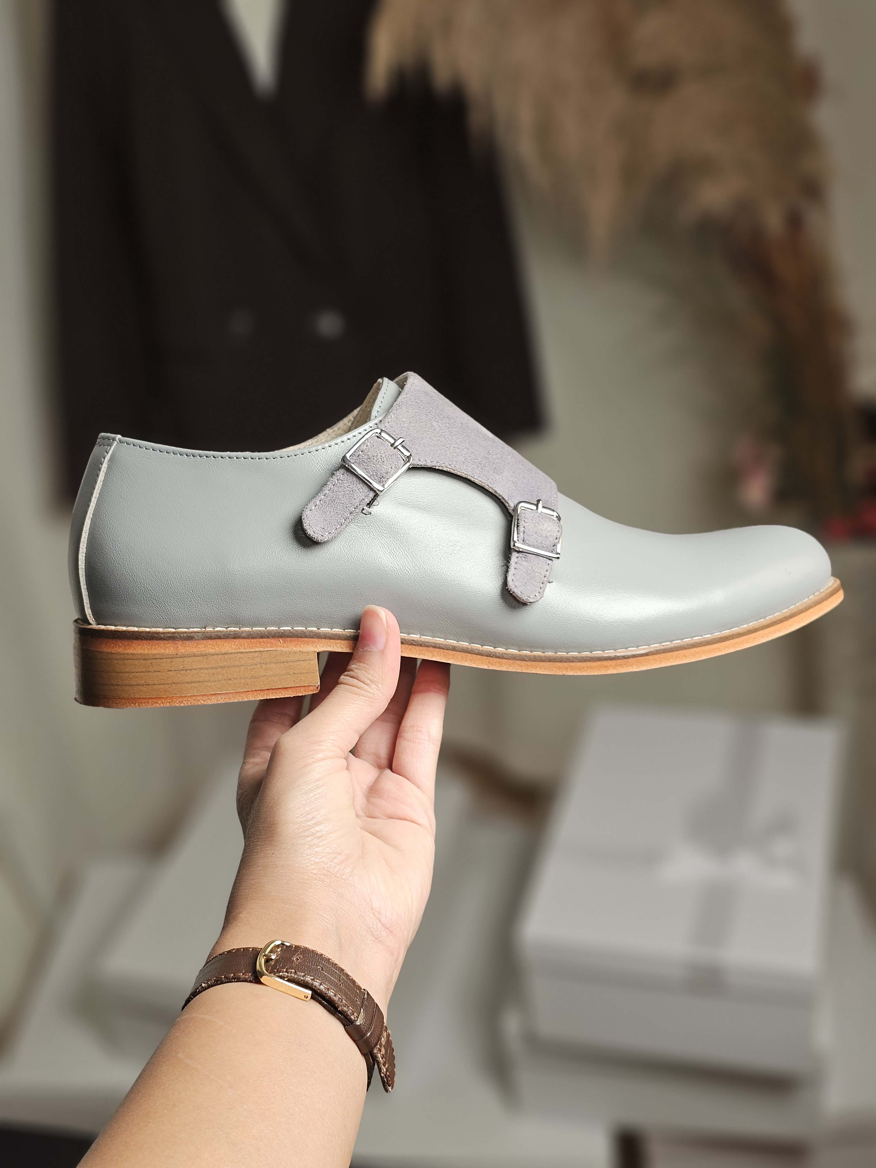 Monk Grey Leather & Suede