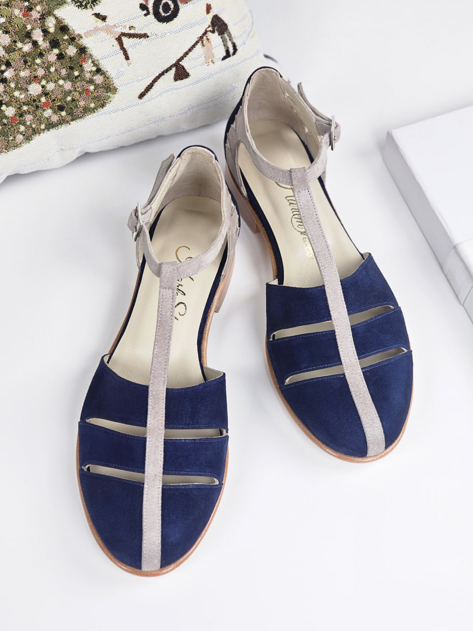 Harmony Dark Blue & Soft Grey Suede 2 cm heel