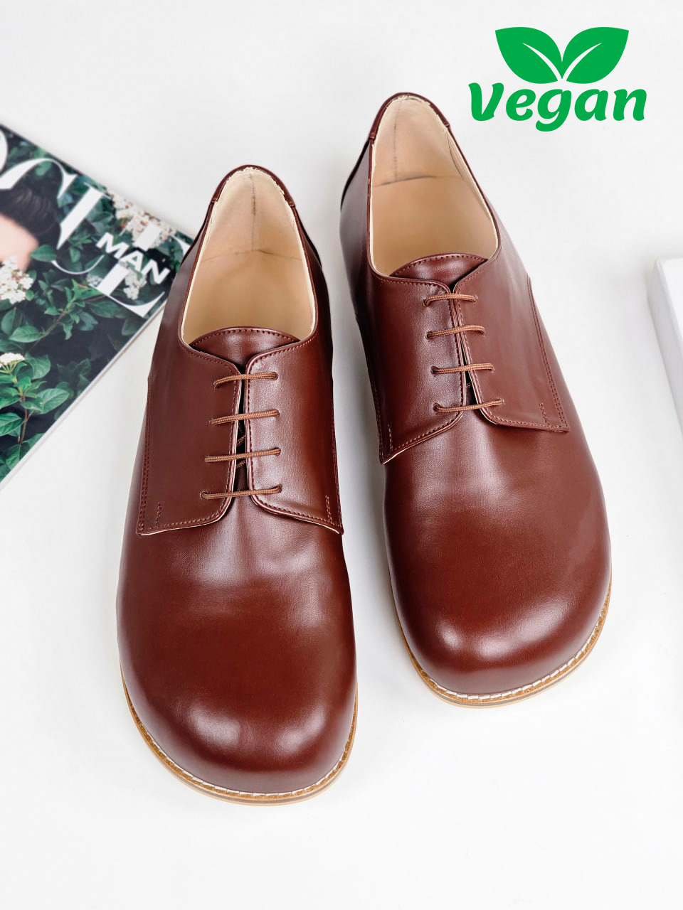 Barefoot Frankie Vegan Brown Leather 1 cm heel