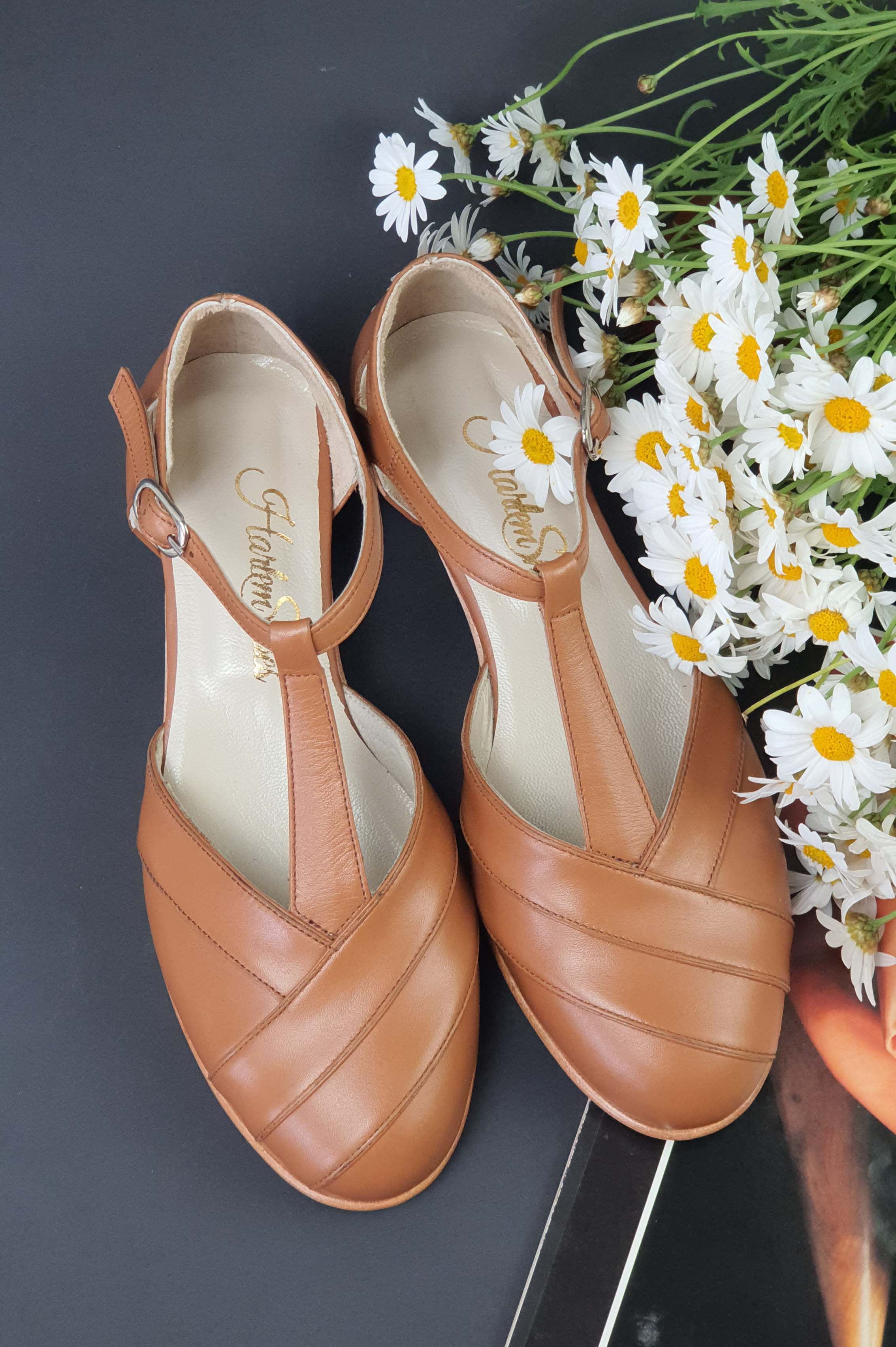 Sugar Light Brown Leather 4 cm heel
