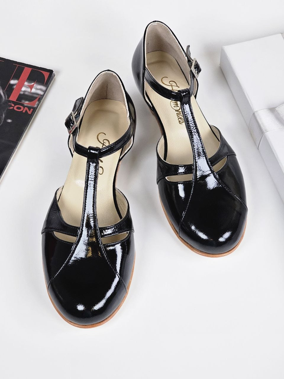 Isabel Black Polished Leather 3 cm heel